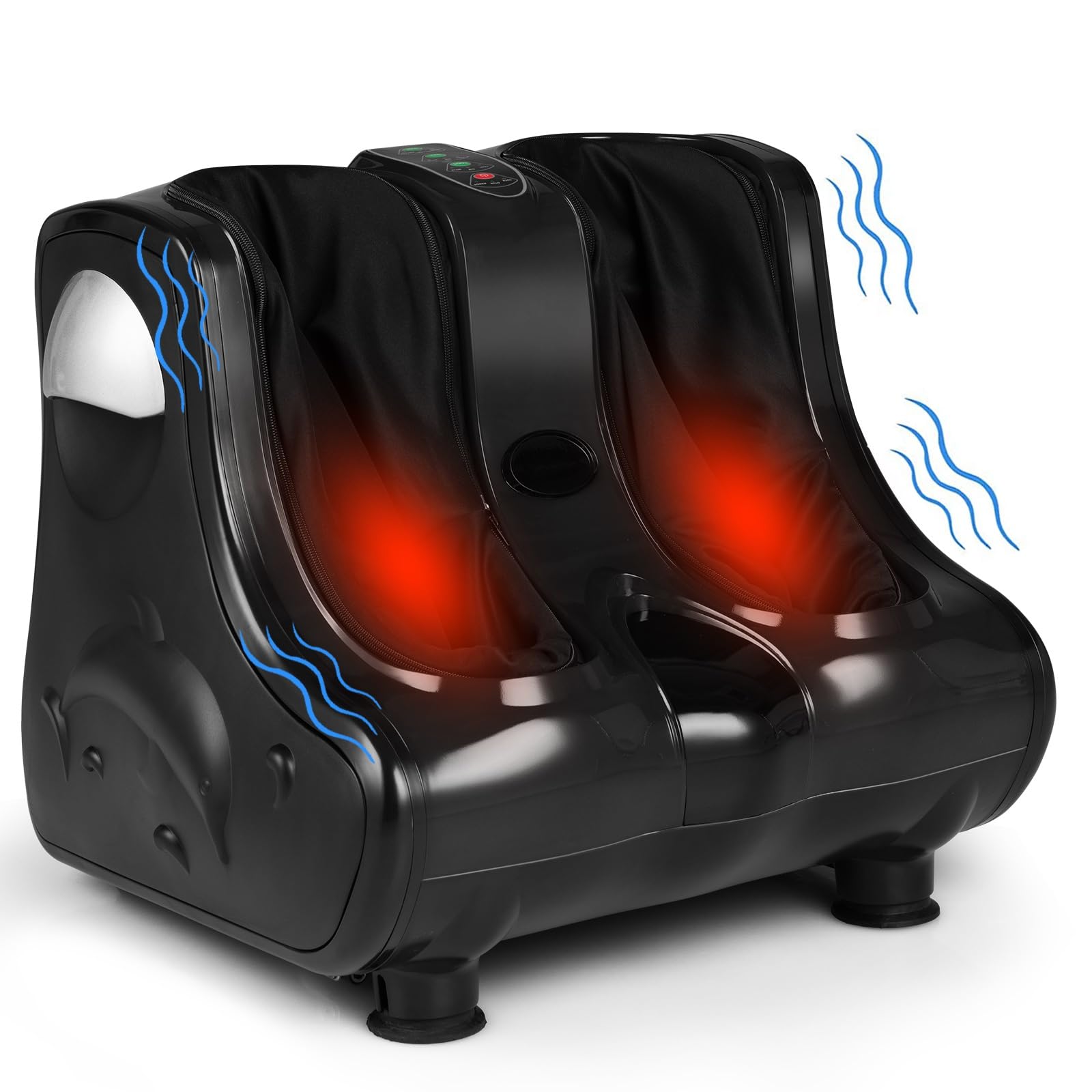 KOMFOTT Foot and Calf Massager, Shiatsu Foot Massager Machine w/Heating, Kneading, Vibration, Rolling, Adjustable Speed & Tilt Base