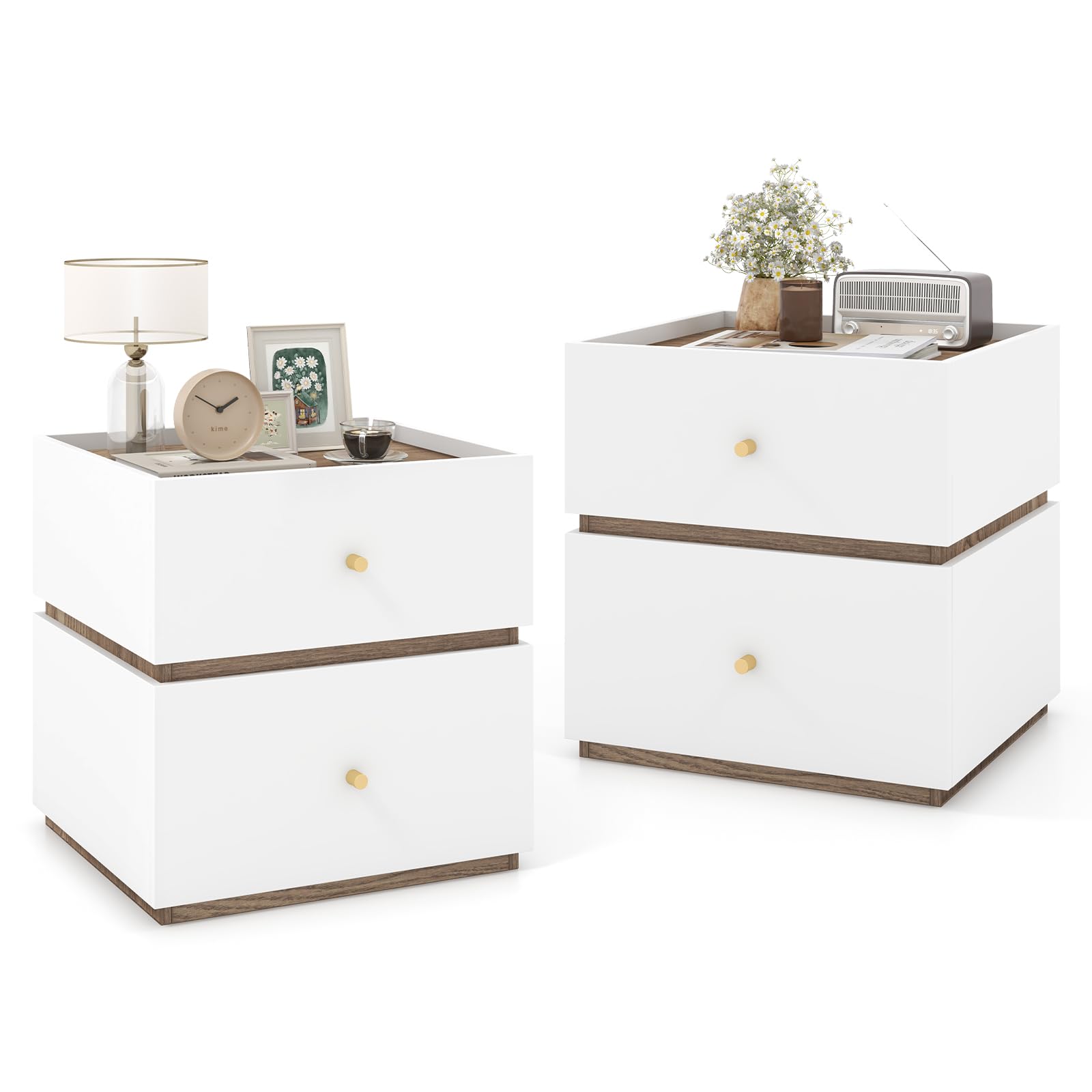 KOMFOTT White Nightstand Wooden Bed Side Table