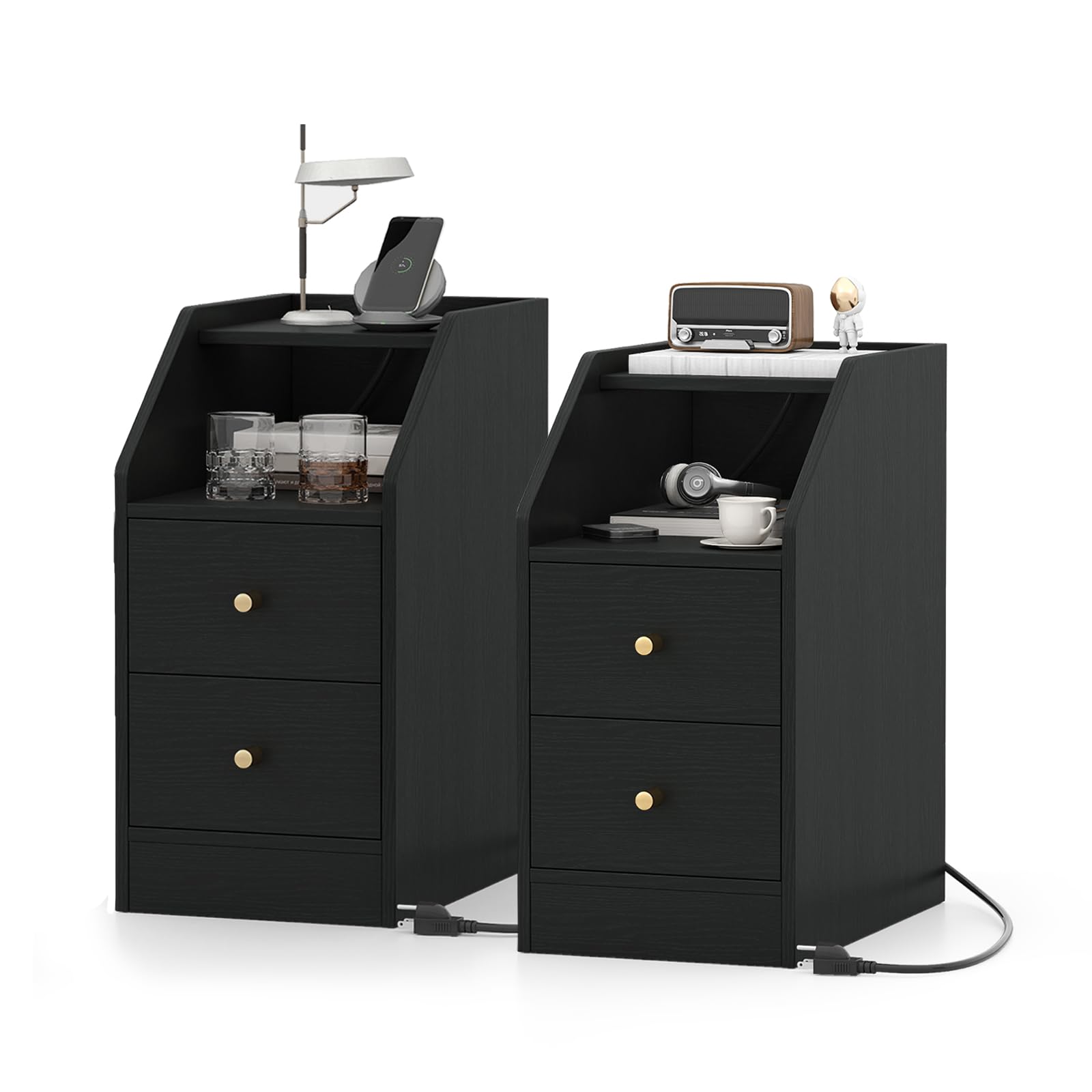 KOMFOTT Side Table with Charging Station End Table with Storage Drawers(1/2)