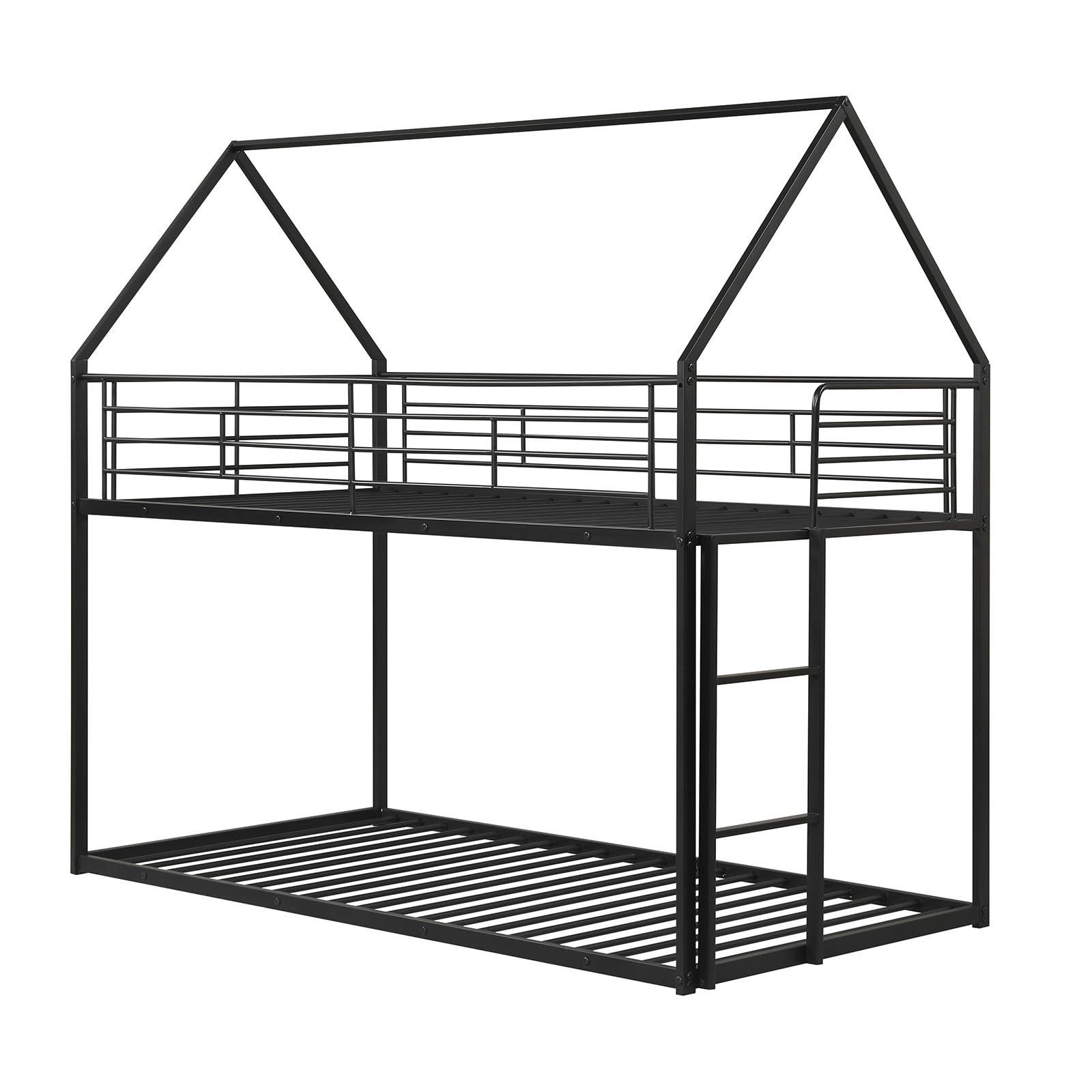 KOMFOTT Low Bunk Bed Twin Over Twin with Roof