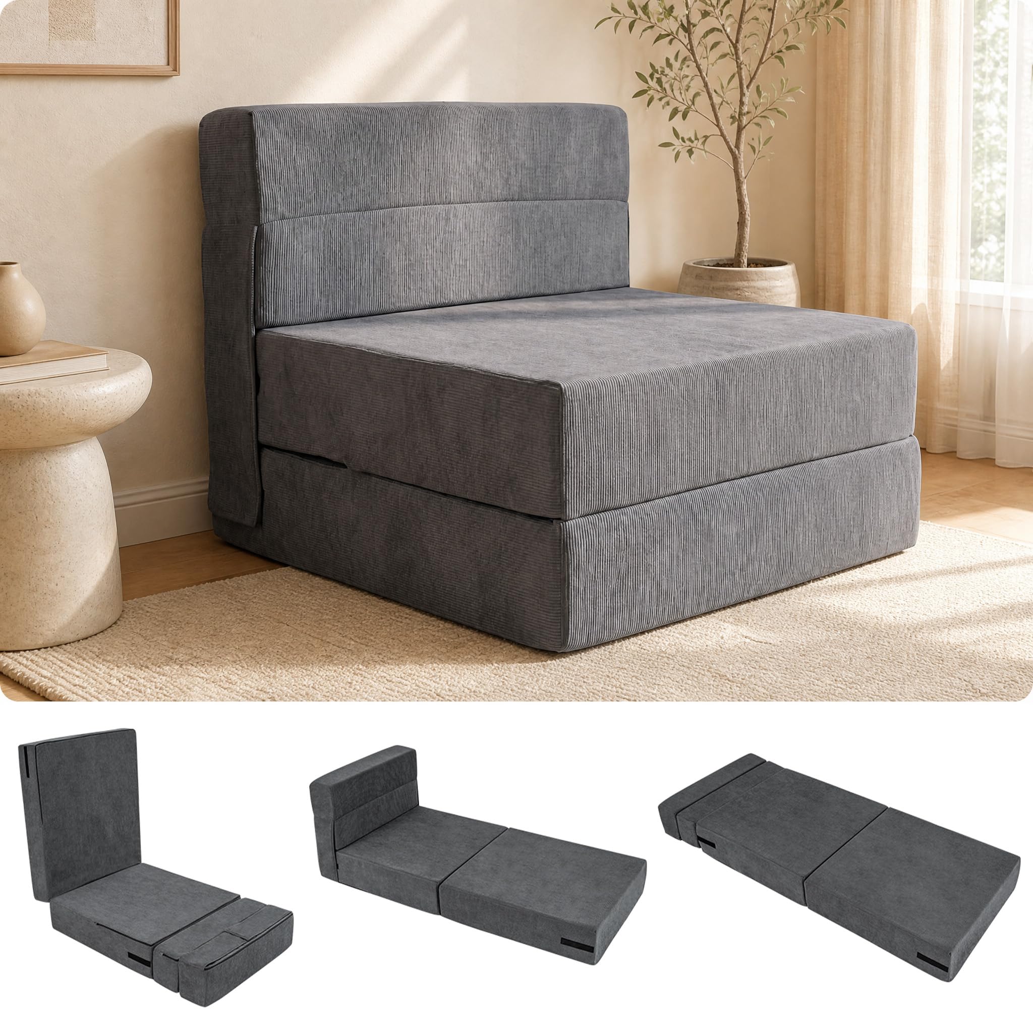 KOMFOTT Convertible Folding Sofa Bed 4-in-1 Fold Out Sleeper Chair