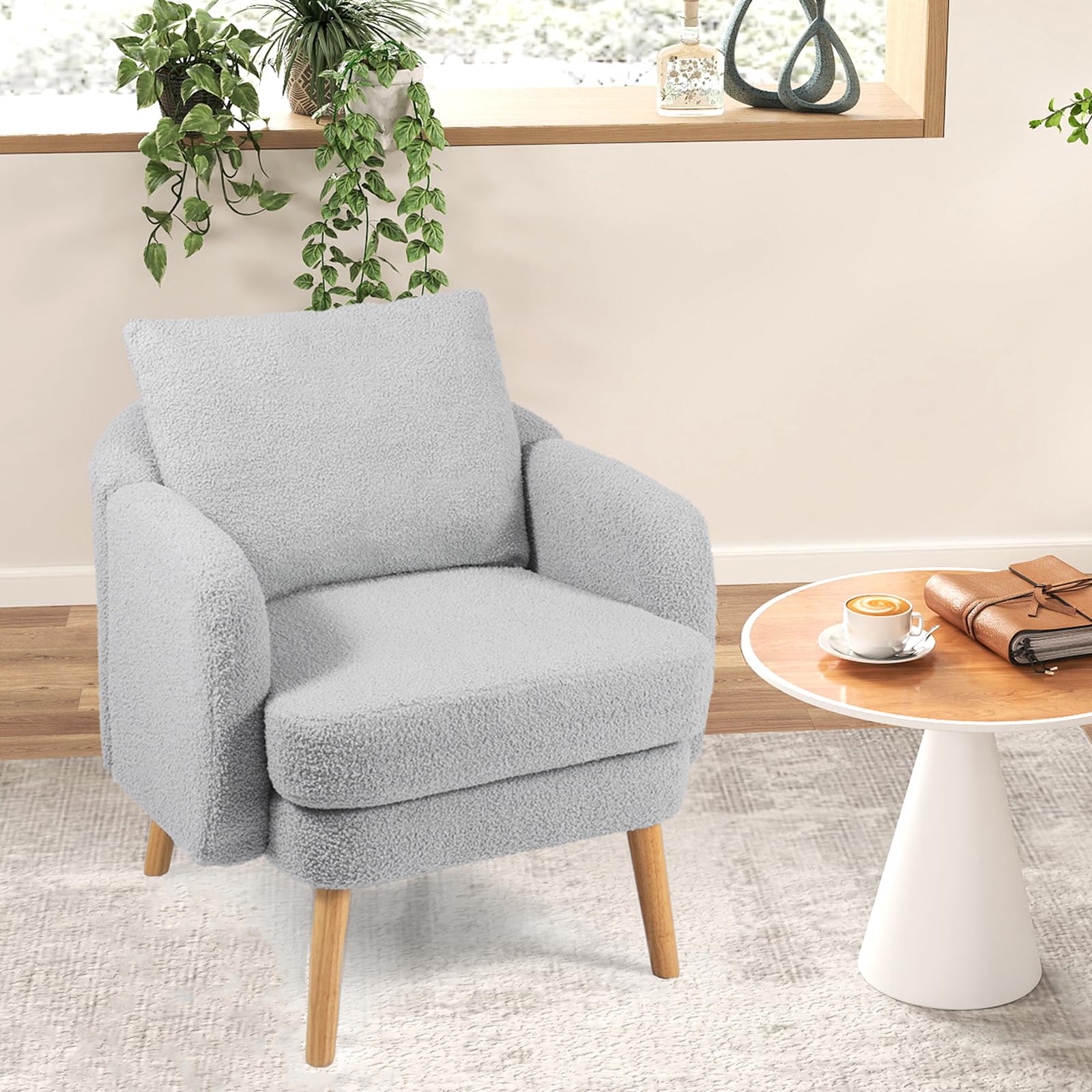KOMFOTT Sherpa Accent Chair Upholstered Armchair with Seat Cushion