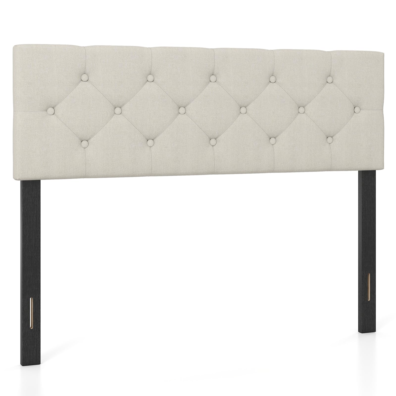 KOMFOTT Linen Upholstered Headboard for Full & Queen Size Bed Frame(Rhombic Button Tufted)