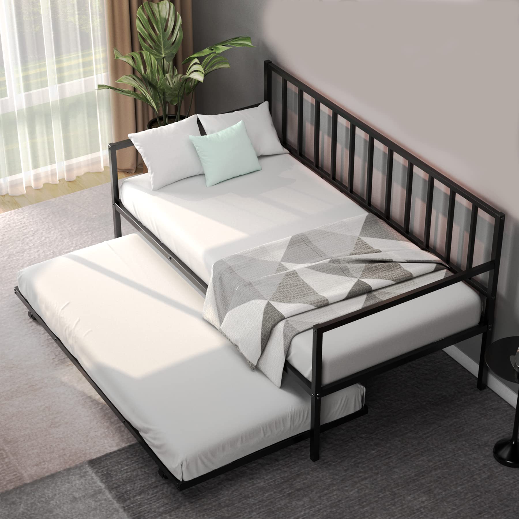KOMFOTT Metal Twin Size Daybed with Trundle