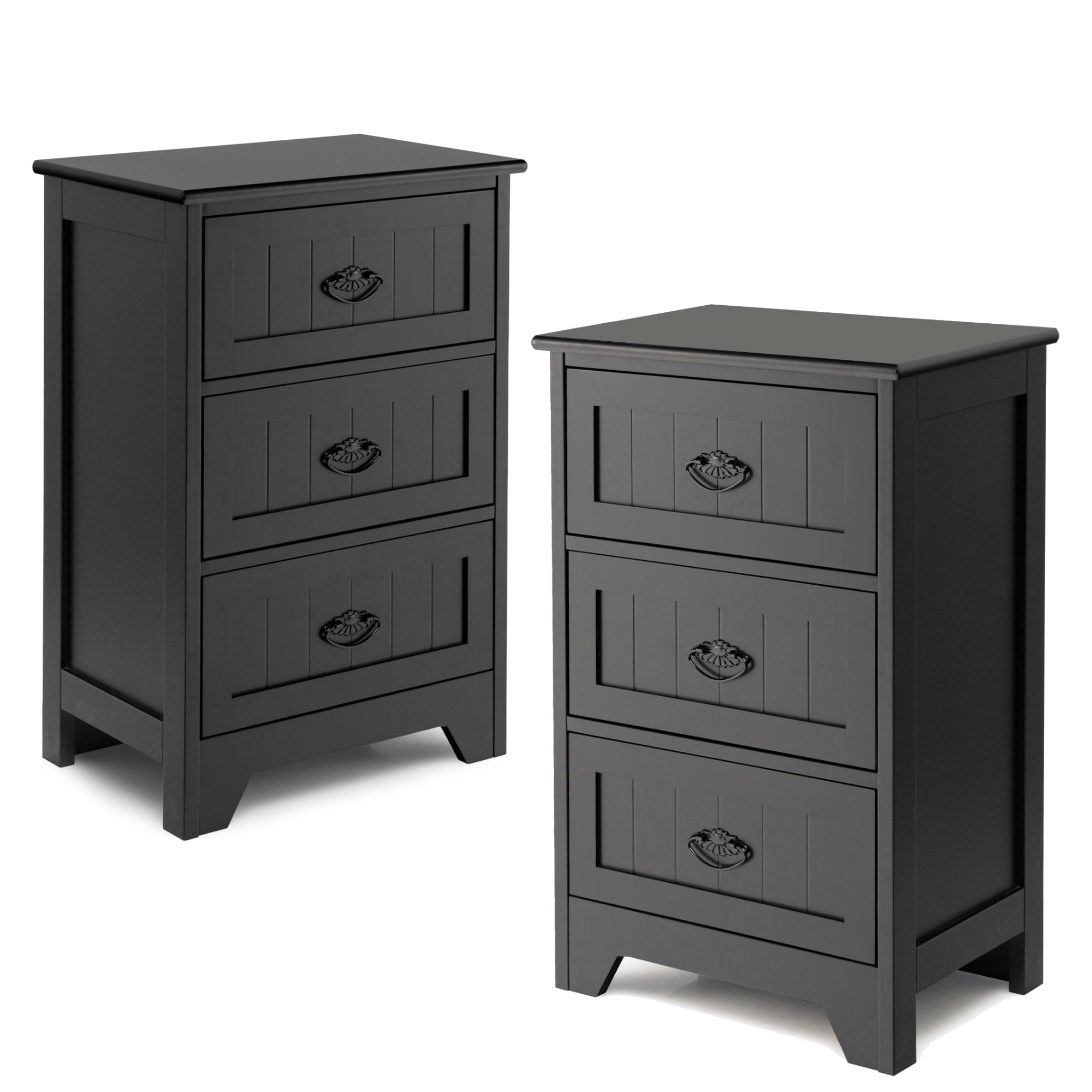 KOMFOTT Farmhouse Nightstand with 3 Storage Drawers（1/2）