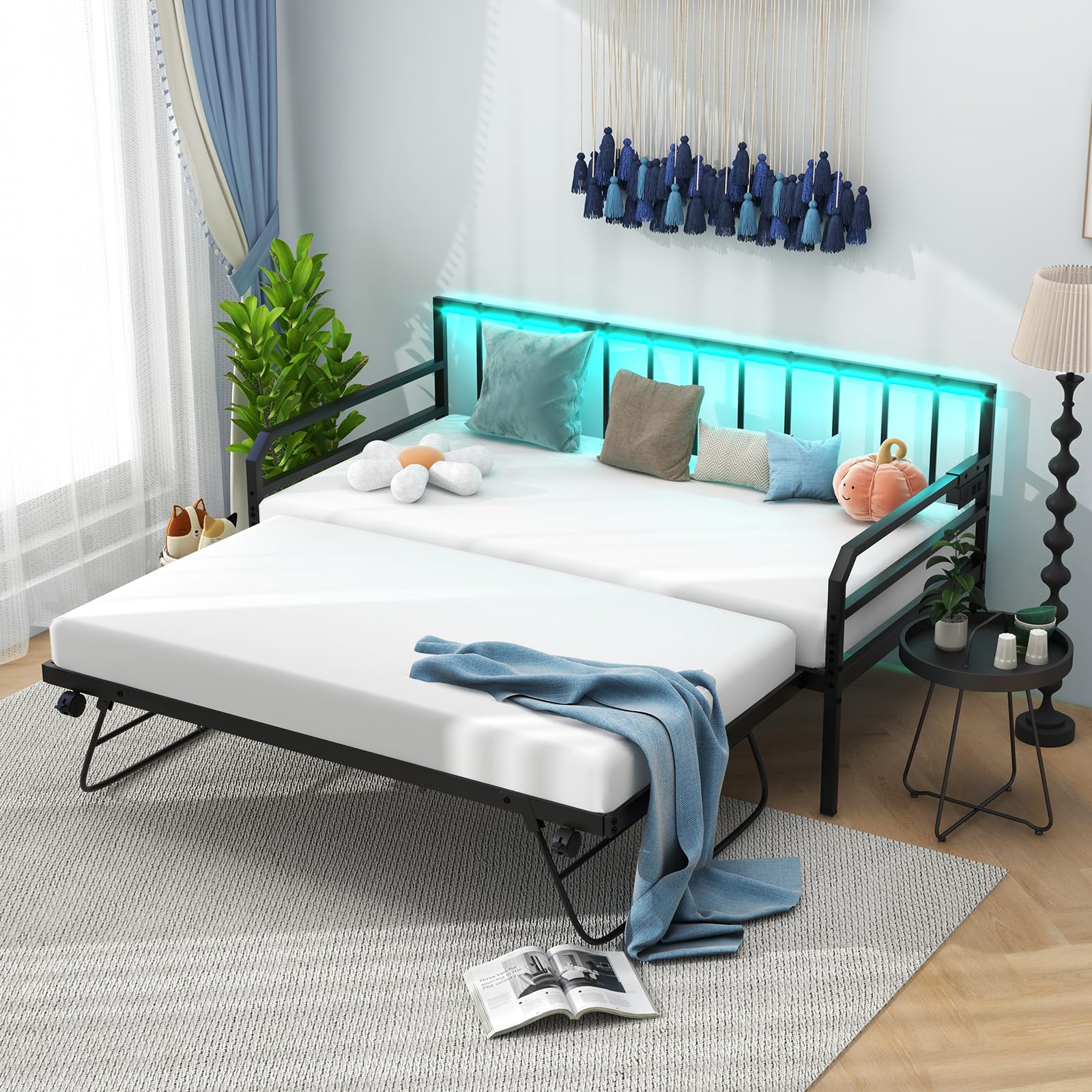 KOMFOTT Twin Daybed with Pop Up Trundle