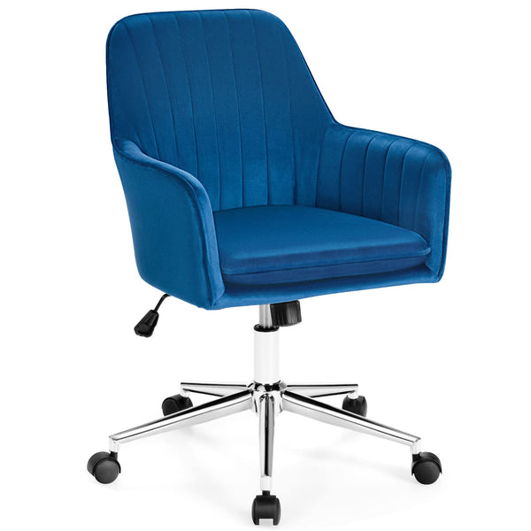 Velvet Desk Chair, Mid-Back Leisure Office Chair, Modern Computer Armchair, Swivel Accent Chair, 360° Rotatable Vanity Chair