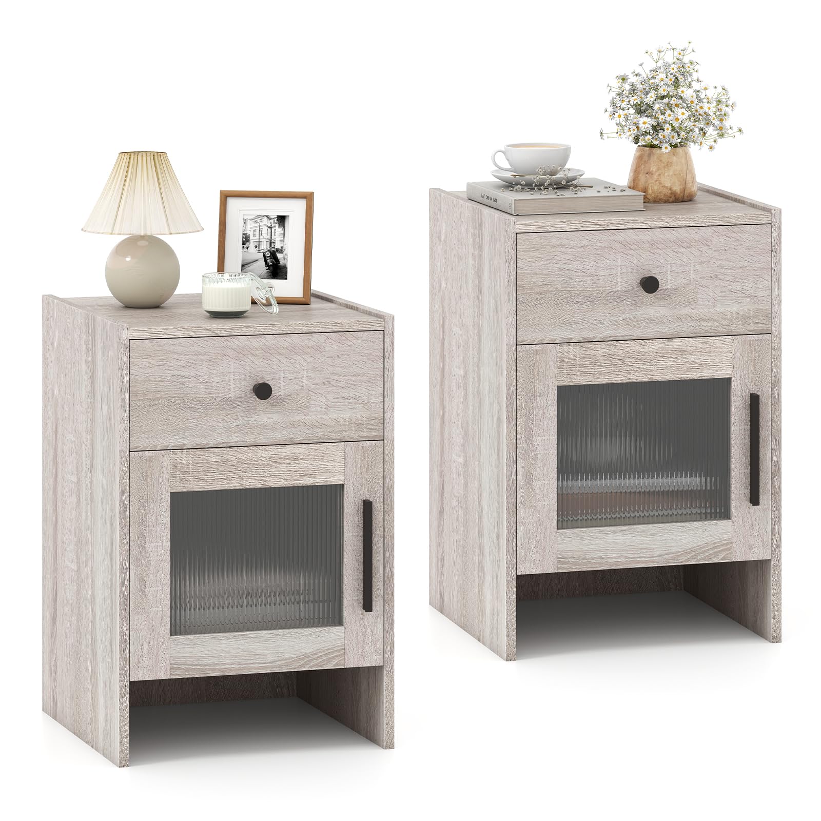 KOMFOTT Nightstand with Drawer & Cabinet(1/2)