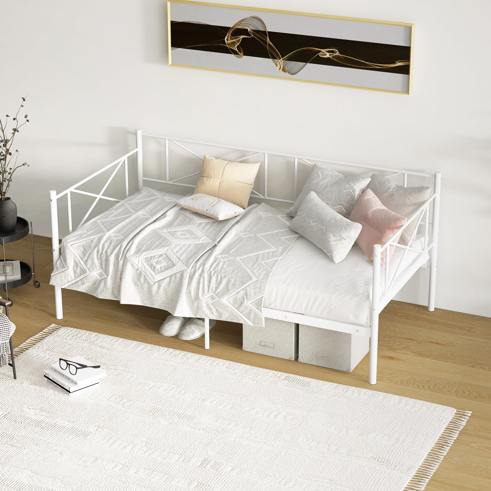 KOMFOTT Twin Size Metal Daybed Frame Modern 2-in-1 Sofa Daybed