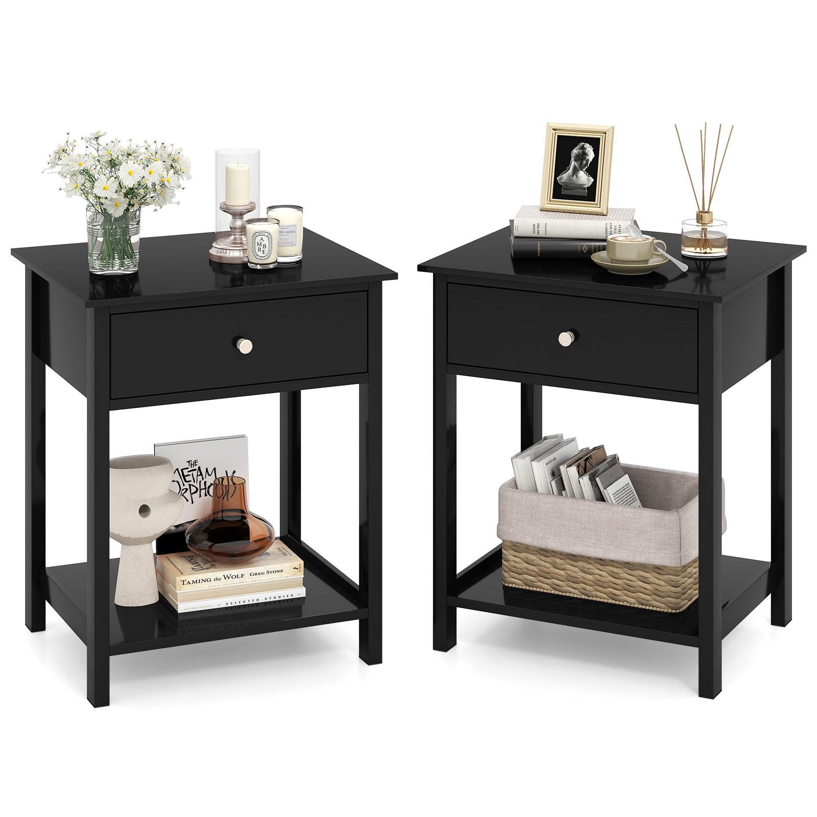 KOMFOTT Wood Nightstand with Drawer