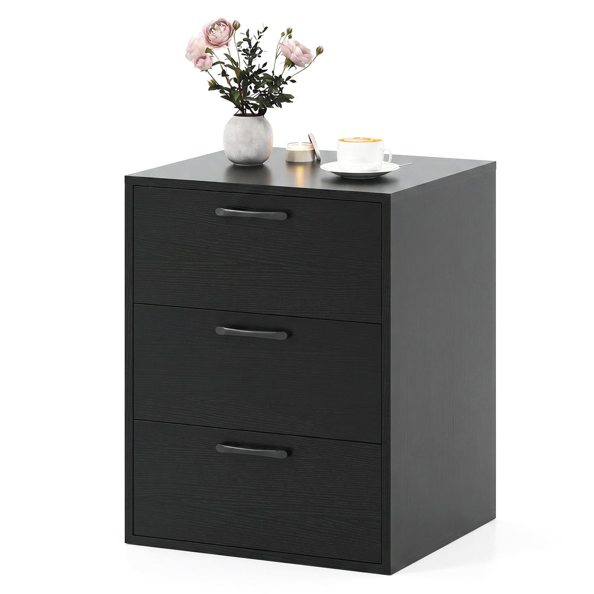 KOMFOTT Nightstand with 3 Drawers(White & Grey)