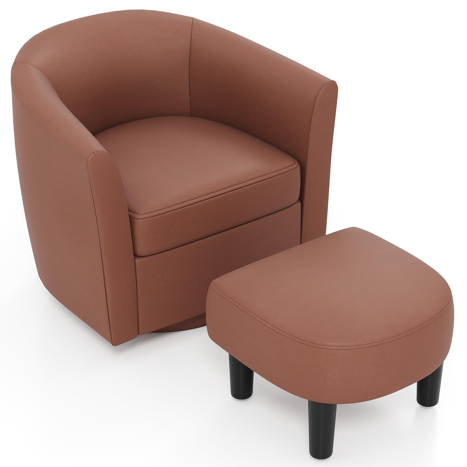 KOMFOTT Swivel Barrel Chair with Ottoman