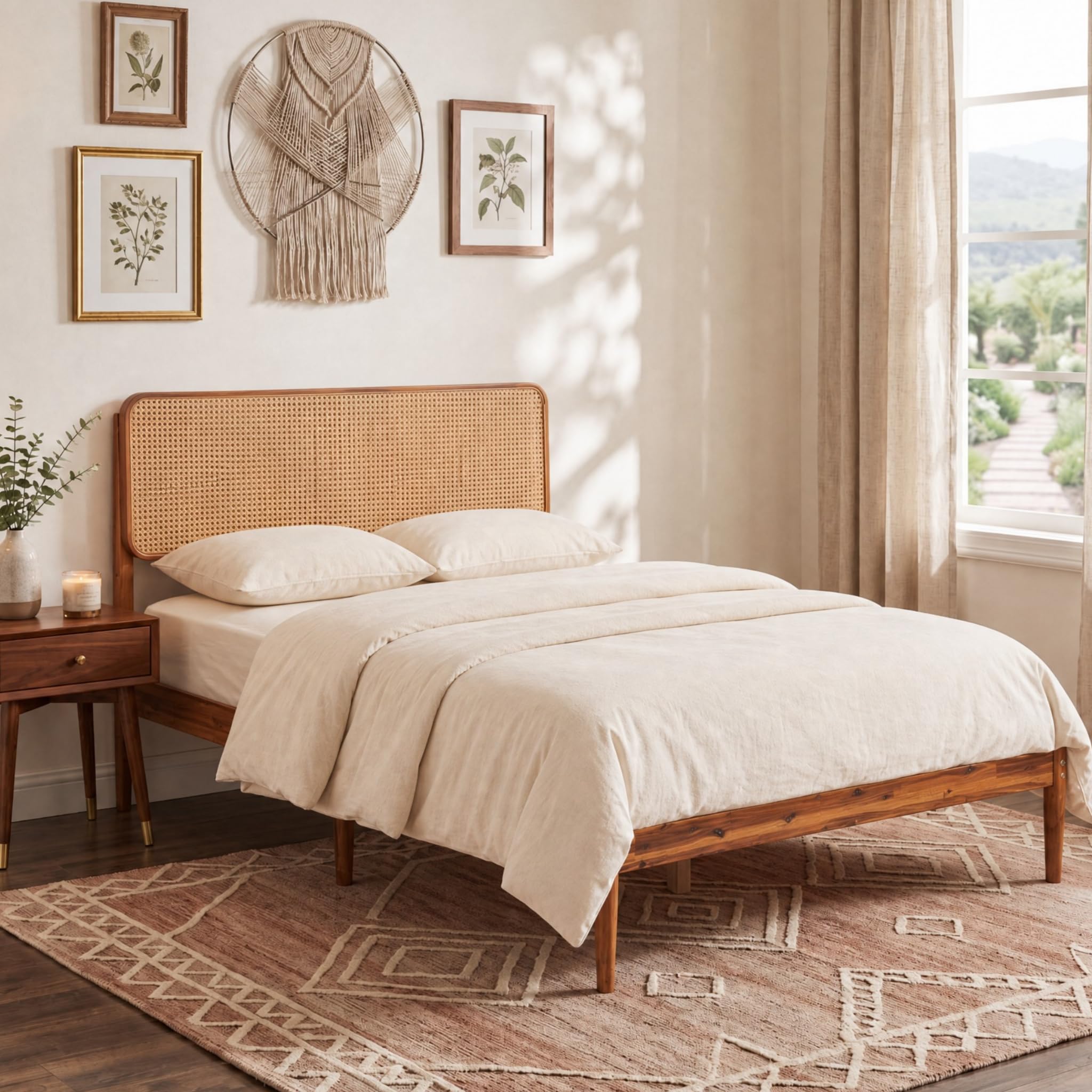 KOMFOTT Queen/Full/Twin Size Bed Frame Wood Platform Bed