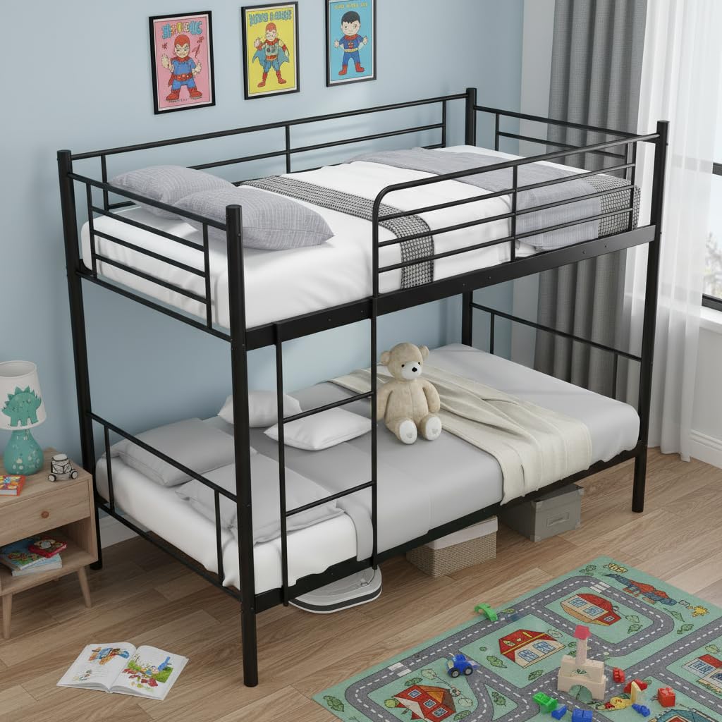 KOMFOTT Metal Twin Over Twin Bunk Bed Heavy-Duty Metal Bunk Bed Fame