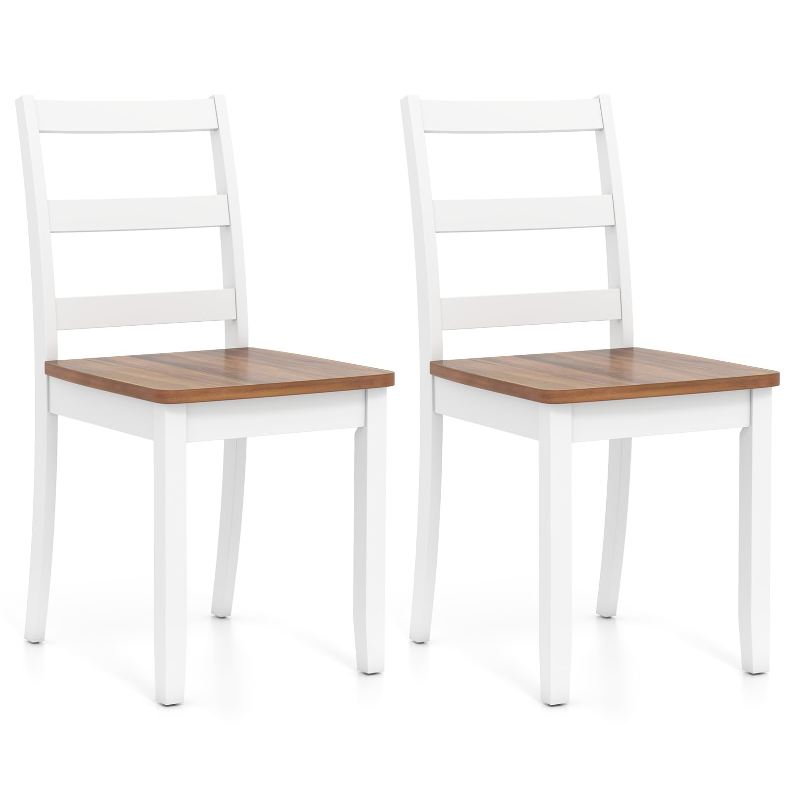 KOMFOTT Wood Dining Chairs Set of 2/4 with Solid Rubber Wood Legs, Non-Slip Foot Pads