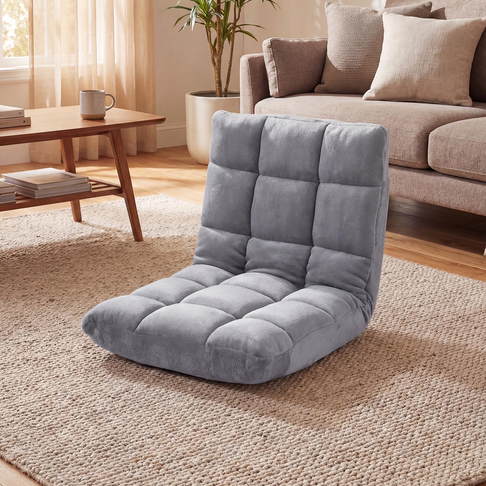 KOMFOTT Floor Chair with Back Support, Foldling Gaming Sofa Chair with Comfy Cushion