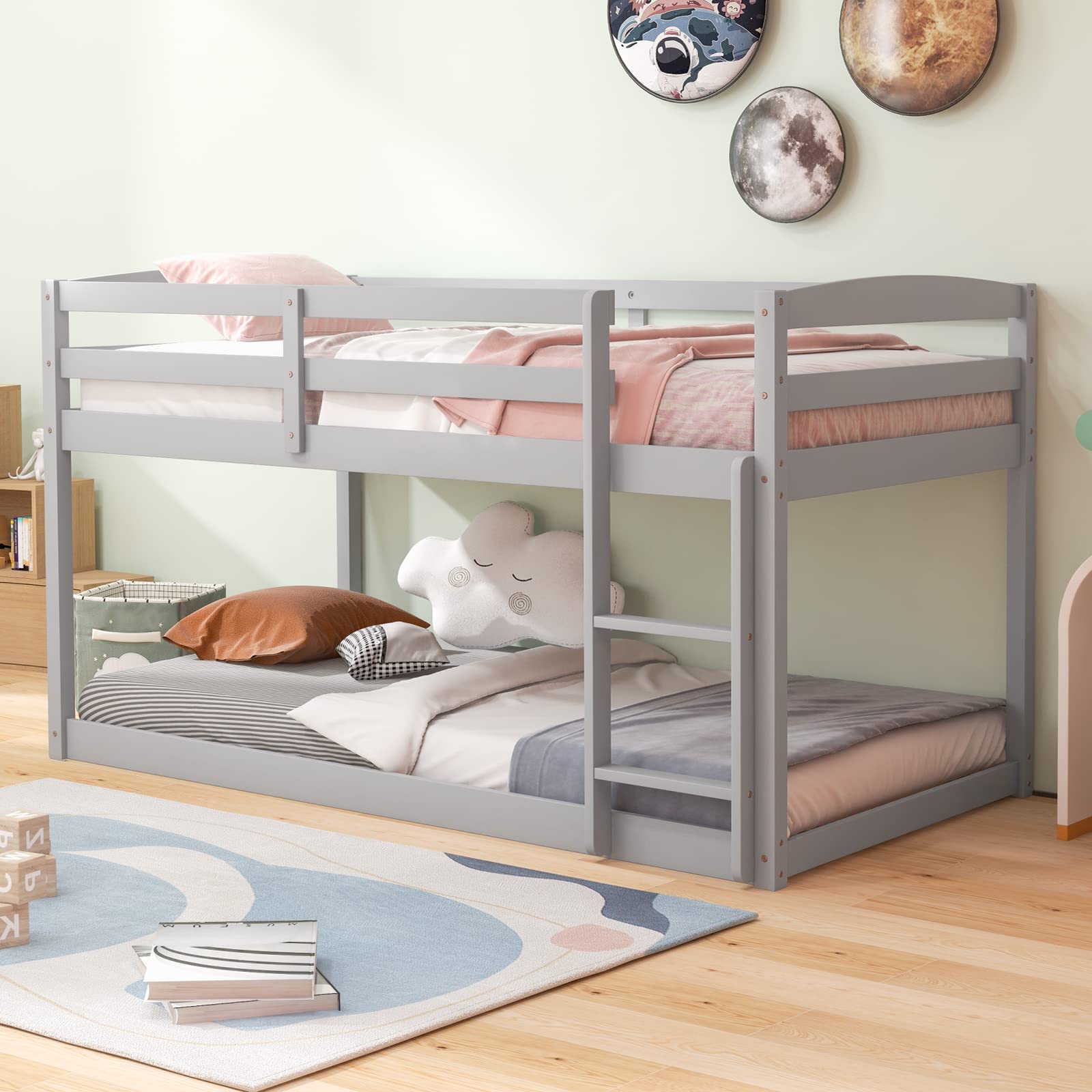 KOMFOTT Low Bunk Bed Twin Over Twin