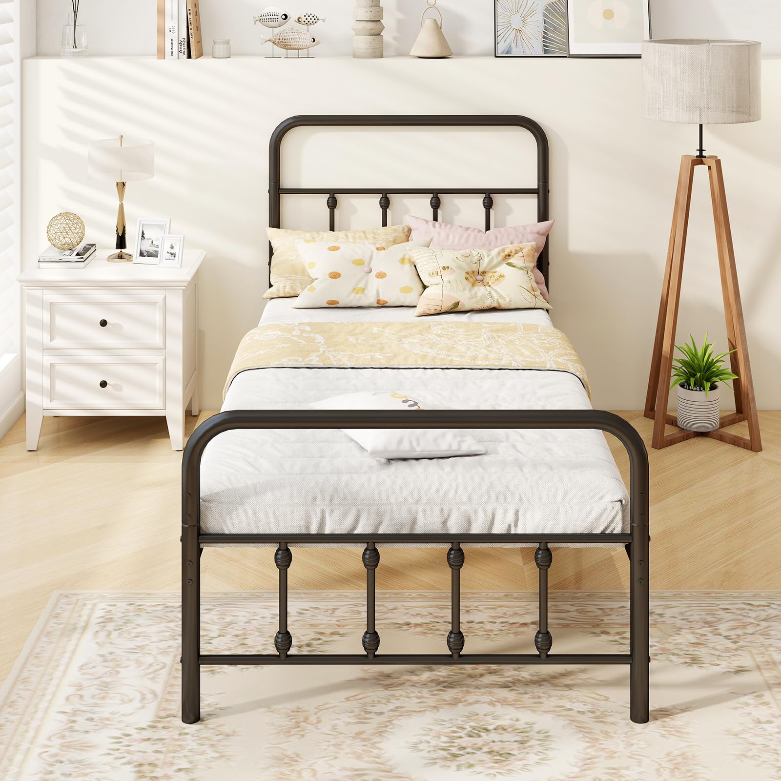 KOMFOTT Metal Bed Frame with Headboard & Footboard