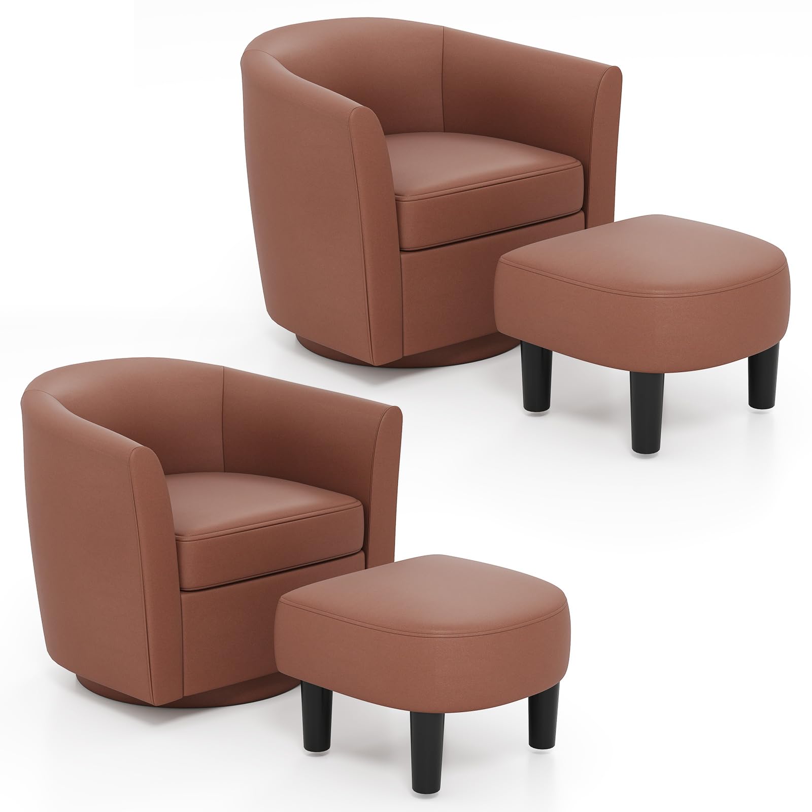 KOMFOTT Swivel Barrel Chair with Ottoman