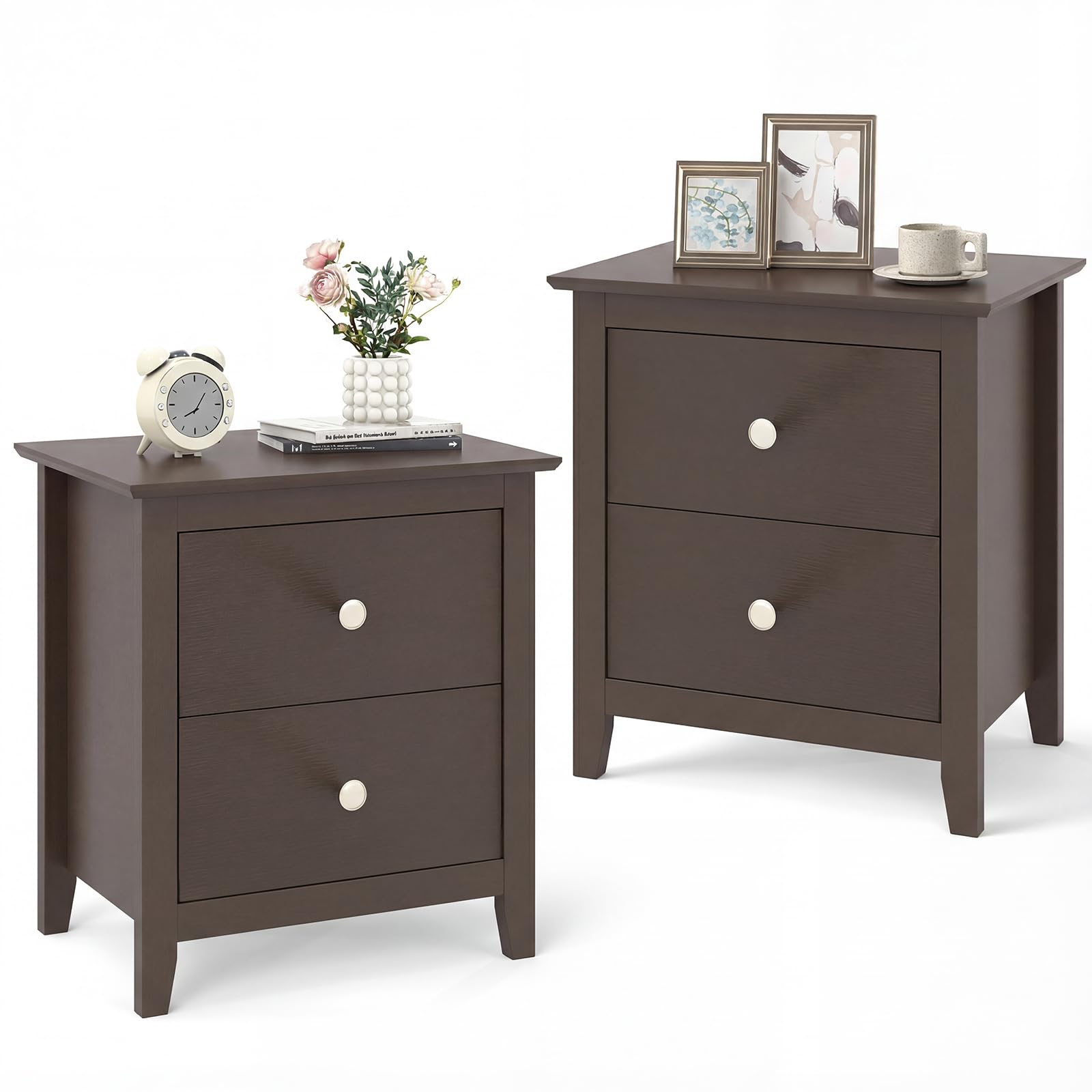 KOMFOTT 2 Drawers Nightstand Set of 1/2（20" x 14.5" x 22"）