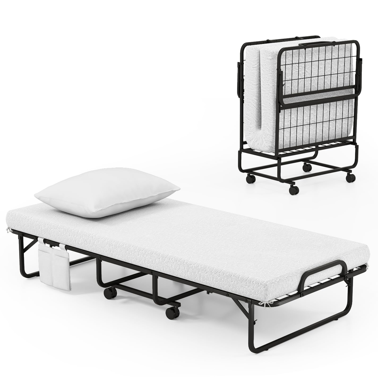 KOMFOTT Cot Size Folding Bed with Memory Foam Mattress & Pillow（75” x 31”）