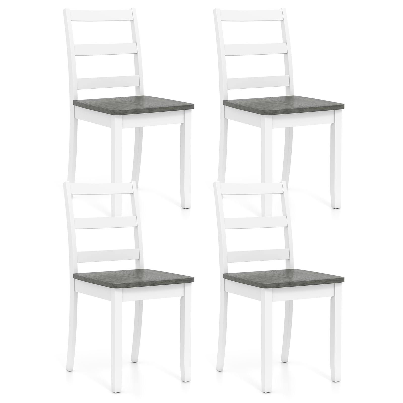 KOMFOTT Wood Dining Chairs Set of 2/4 with Solid Rubber Wood Legs, Non-Slip Foot Pads