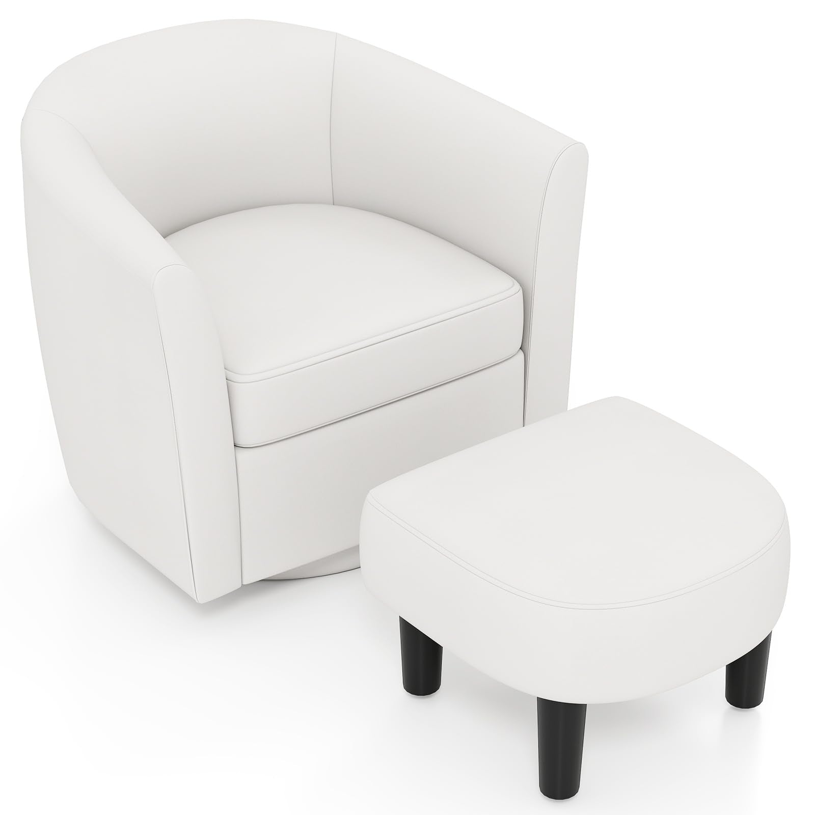 KOMFOTT Swivel Barrel Chair with Ottoman