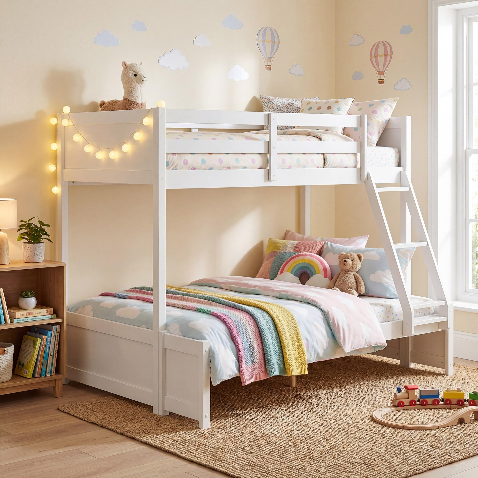 KOMFOTT Twin Over Full Bunk Bed with 3-Step Ladder