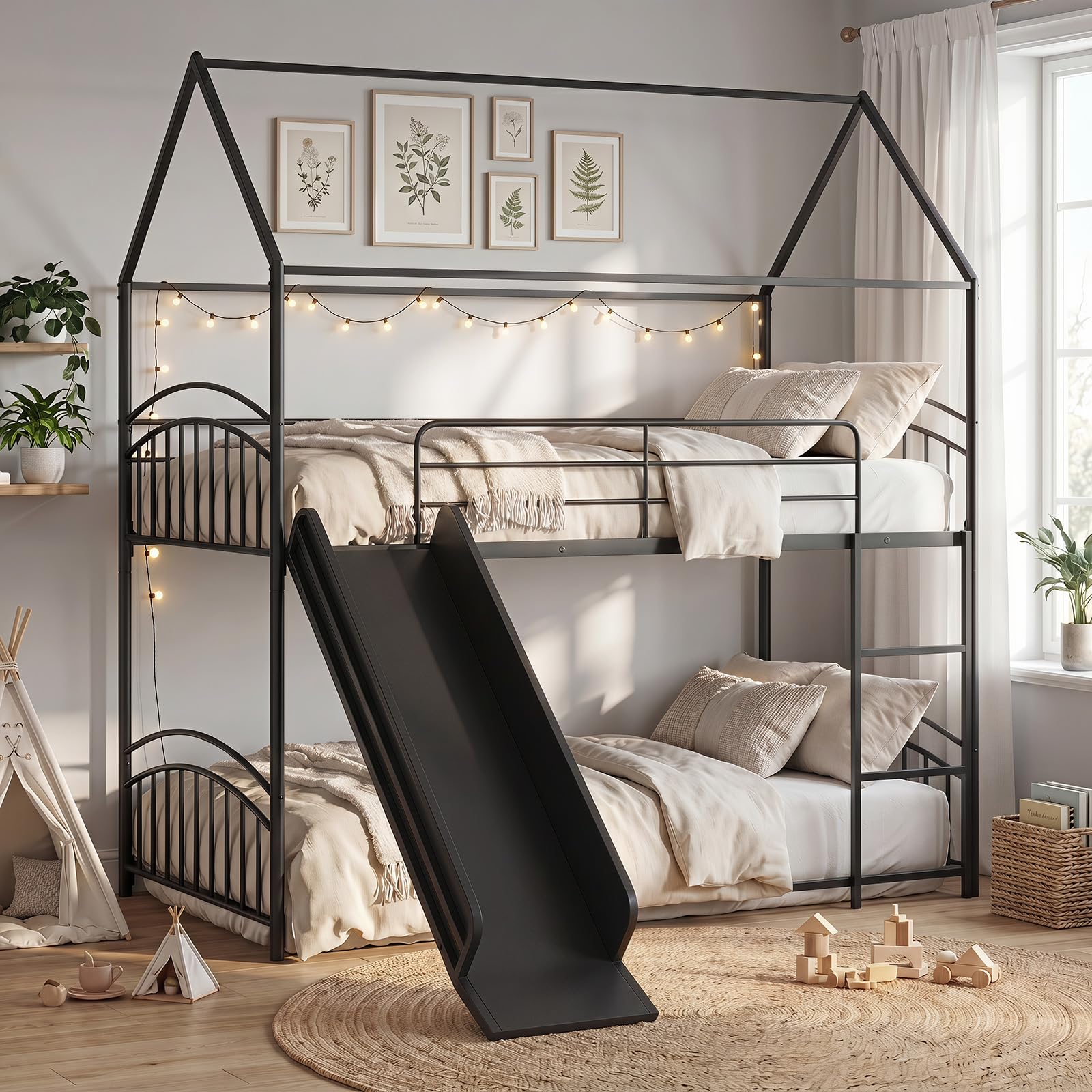 KOMFOTT Bunk Bed Twin Over Twin Metal Bed Frame