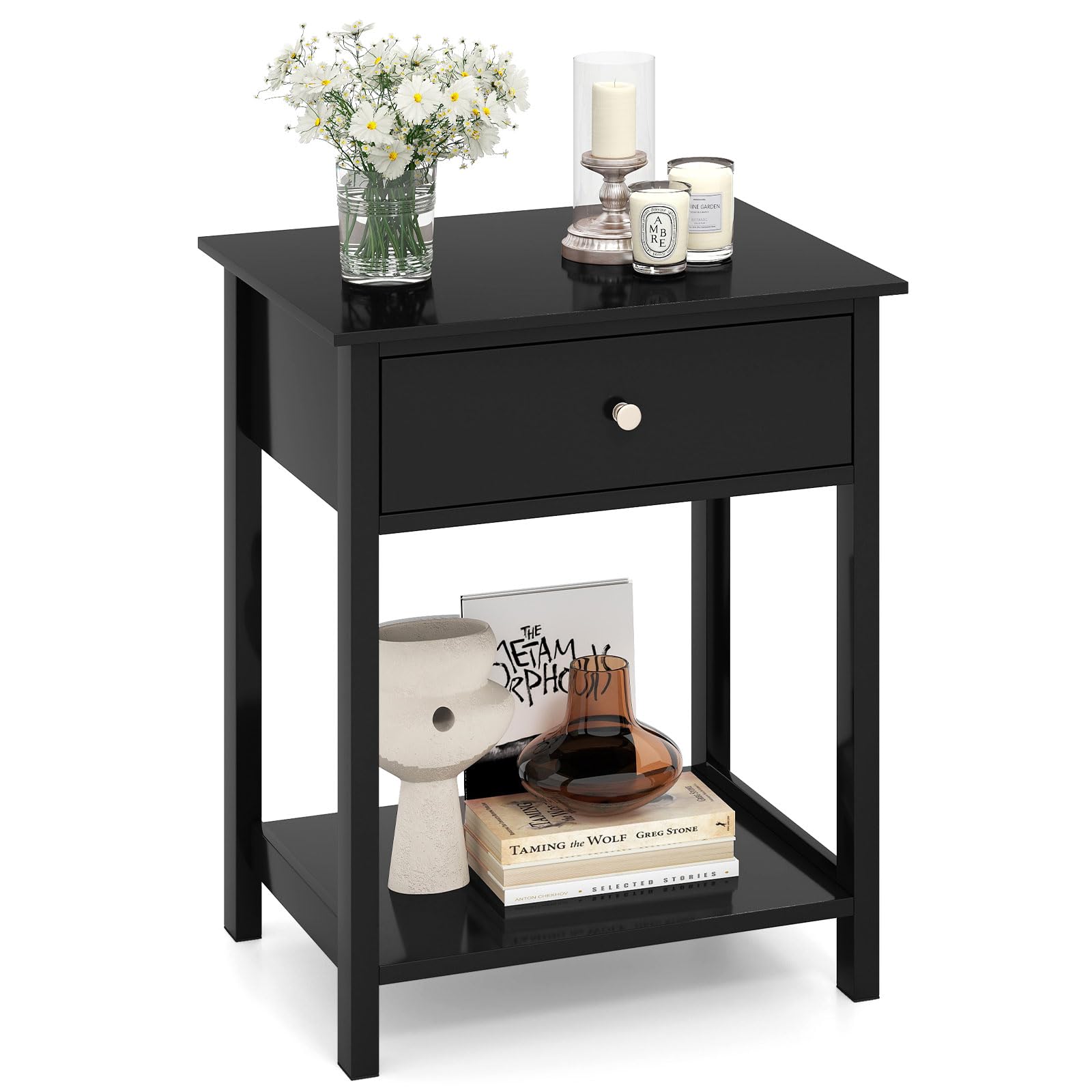 KOMFOTT Wood Nightstand with Drawer