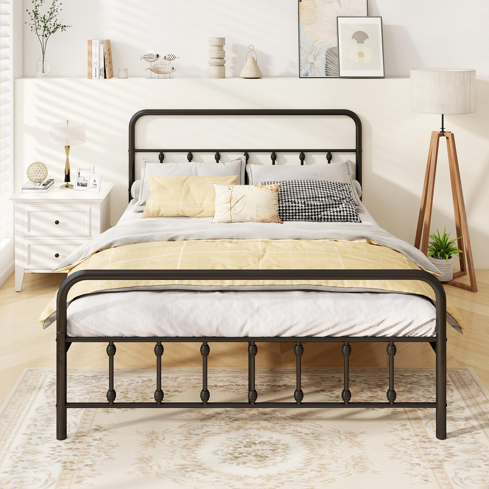 KOMFOTT Metal Bed Frame with Headboard & Footboard