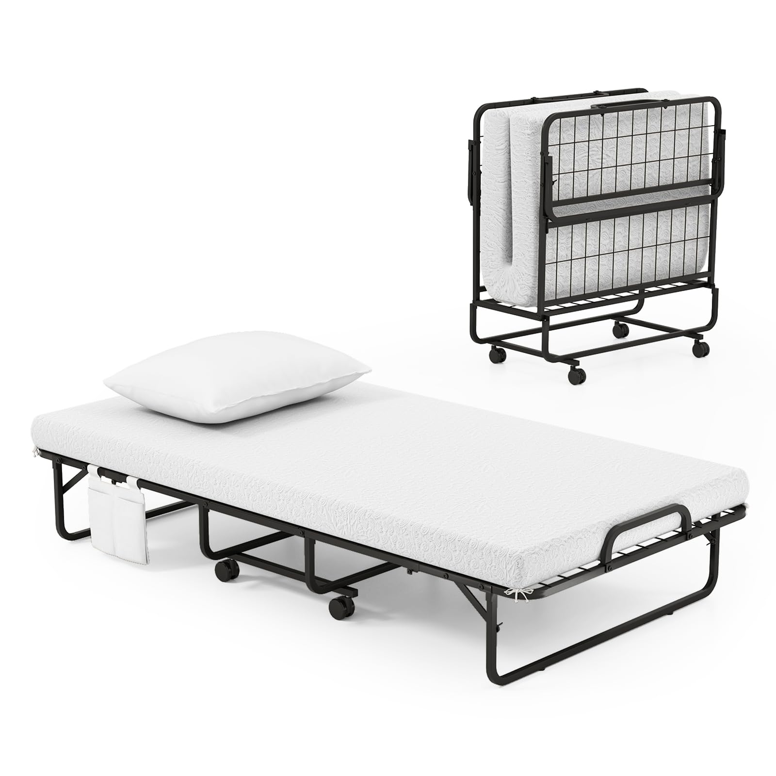 KOMFOTT Twin Size Folding Bed with Memory Foam Mattress & Pillow（75” x 39”）