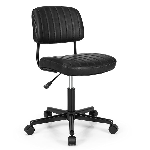 Leather Office Chair, Retro Swivel Rolling Task Chair Height Adjustable PU Leisure Office Chair