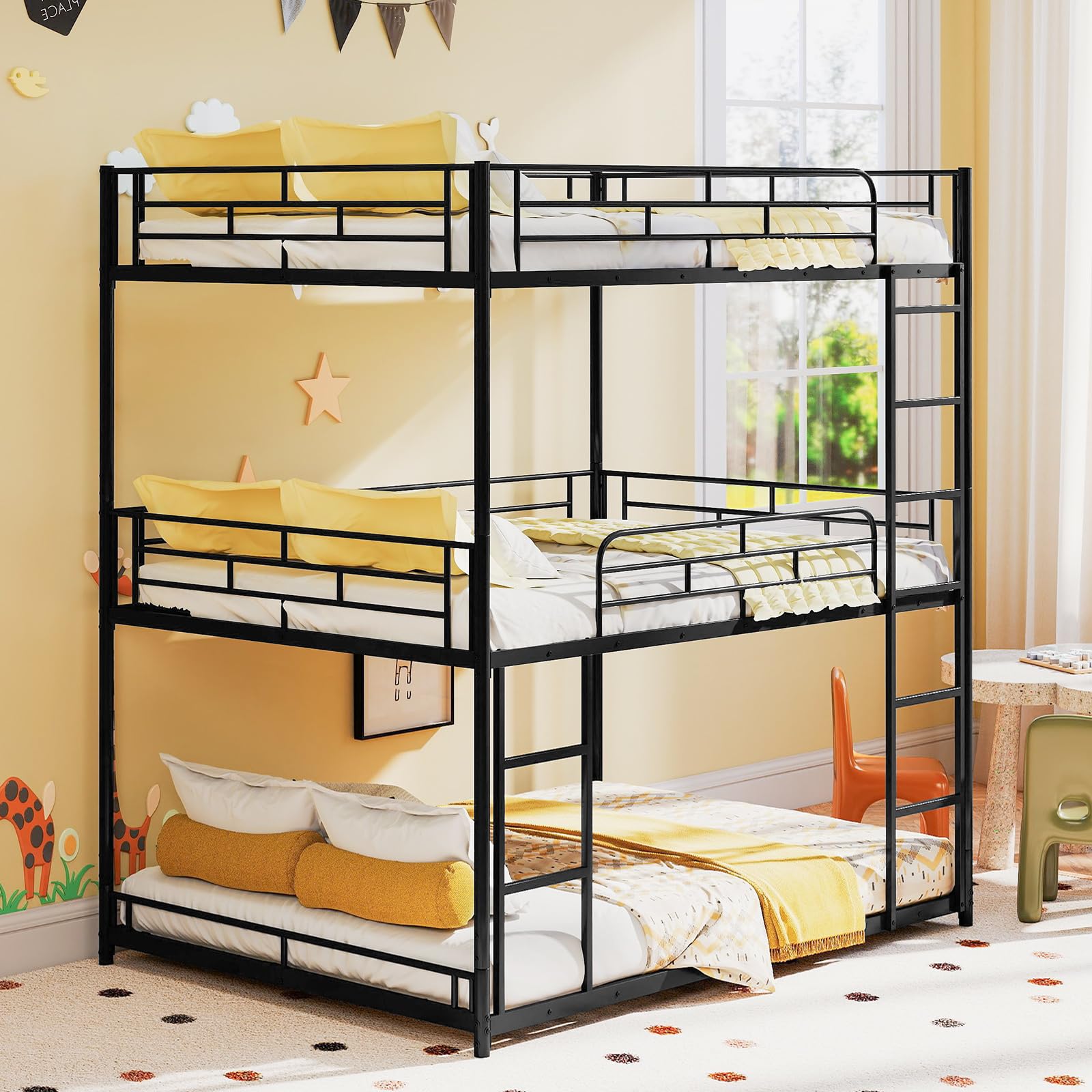 KOMFOTT Heavy-Duty Metal Triple Bunk Bed
