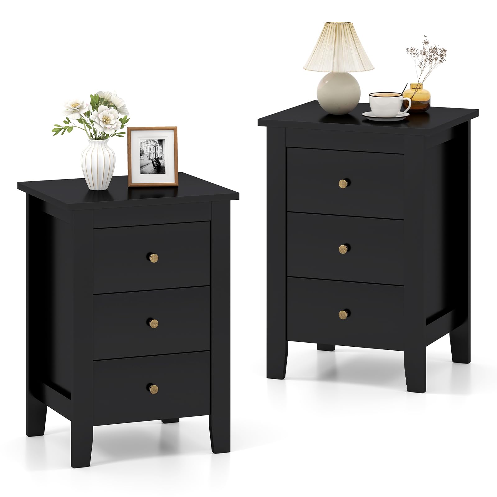 KOMFOTT 3 Drawers Nightstand Set of 1/2（18" x 14.5" x 26"）