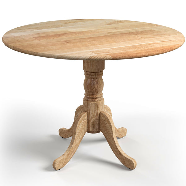 Round Dining Table, 40" D X 29" H, Rubber Wood Pedestal Table W/Round Tabletop & Curved Trestle Legs