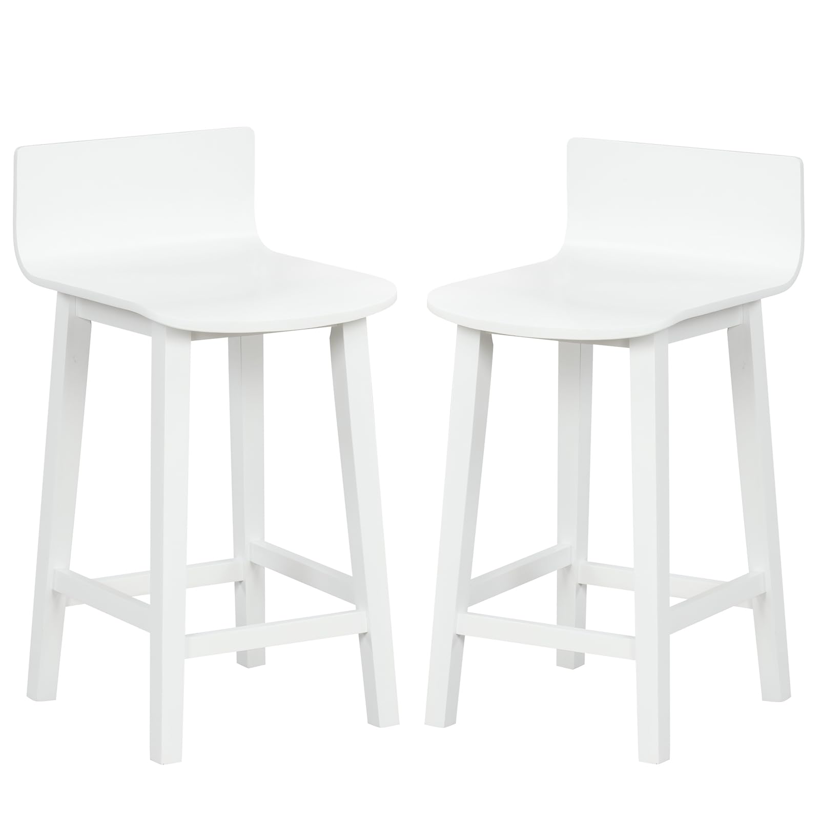 KOMFOTT Solid Wood Bar Stools Set of 2/4, Counter Height Chairs with Low Back and Footrest