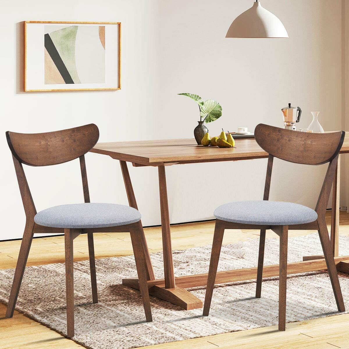 KOMFOTT Mid-Century Modern Kitchen & Dining Chairs Set of 2/4 with Curved Back and Cushioned Seat