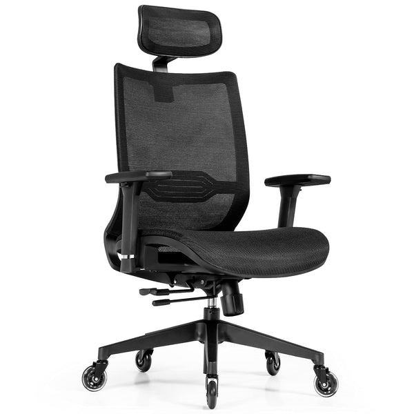 Ergonomic Mesh Office Chair, Reclining Swivel Chair w/4D Armrest, Adjustable Lumbar Support & Headrest