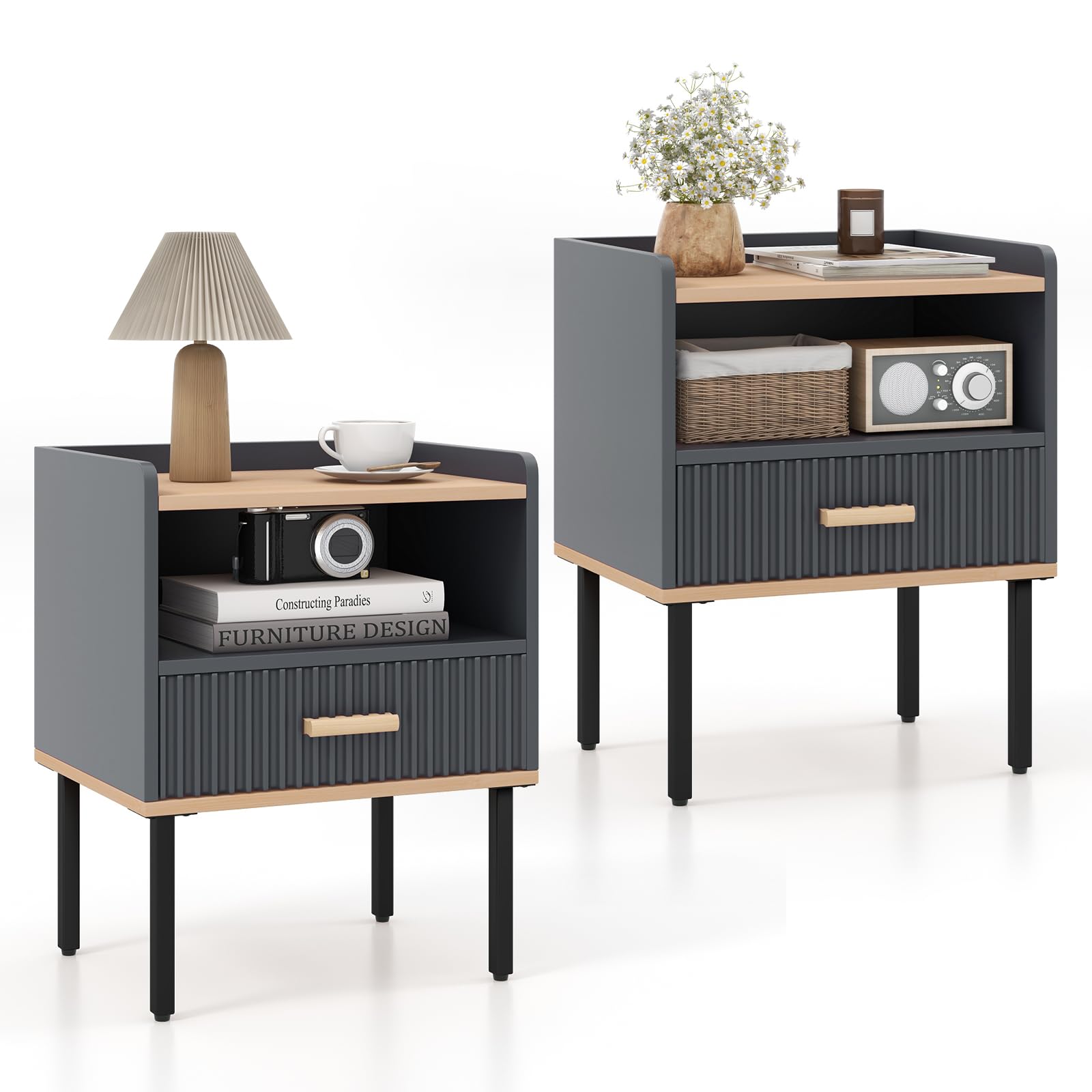 KOMFOTT Modern Nightstand with Drawer