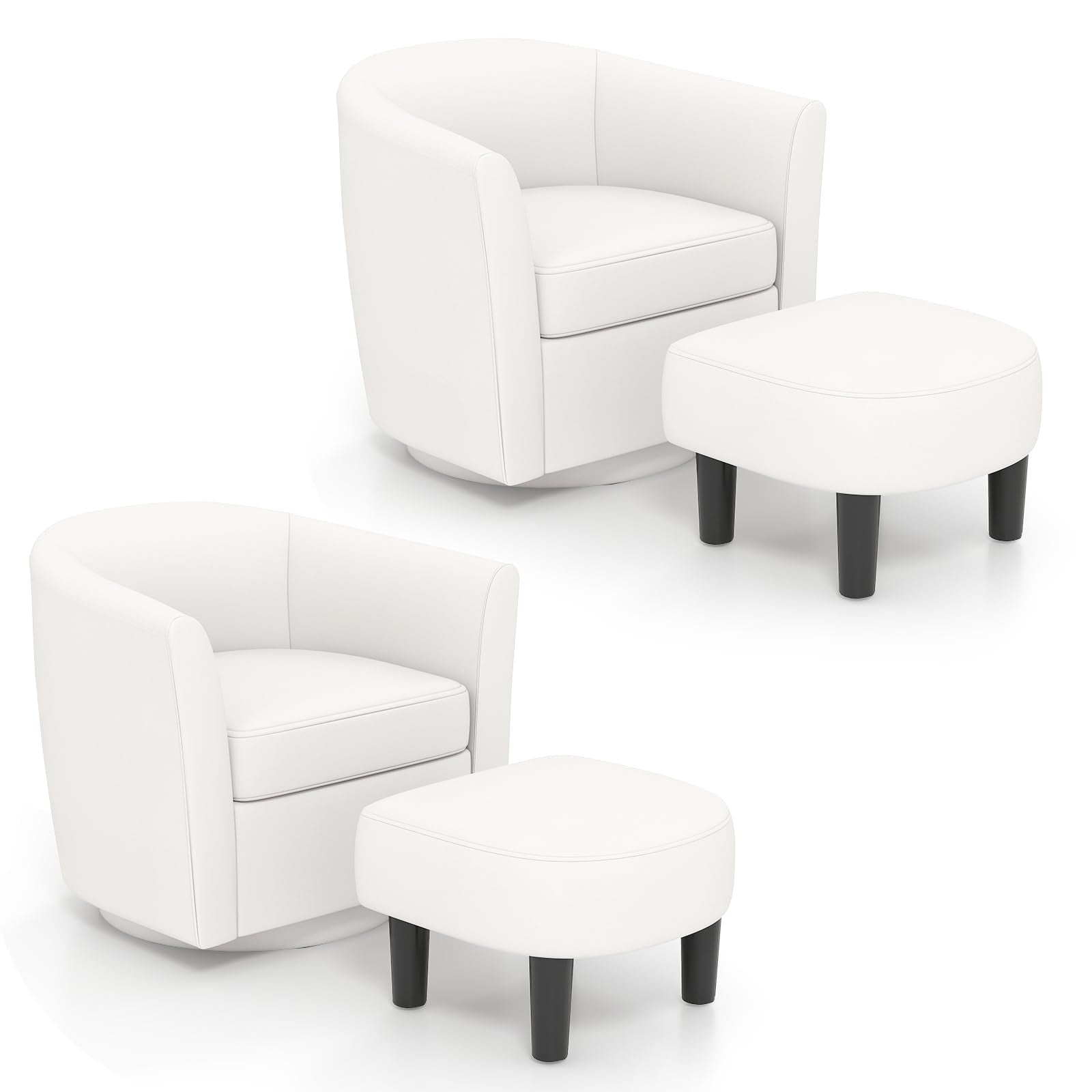 KOMFOTT Swivel Barrel Chair with Ottoman
