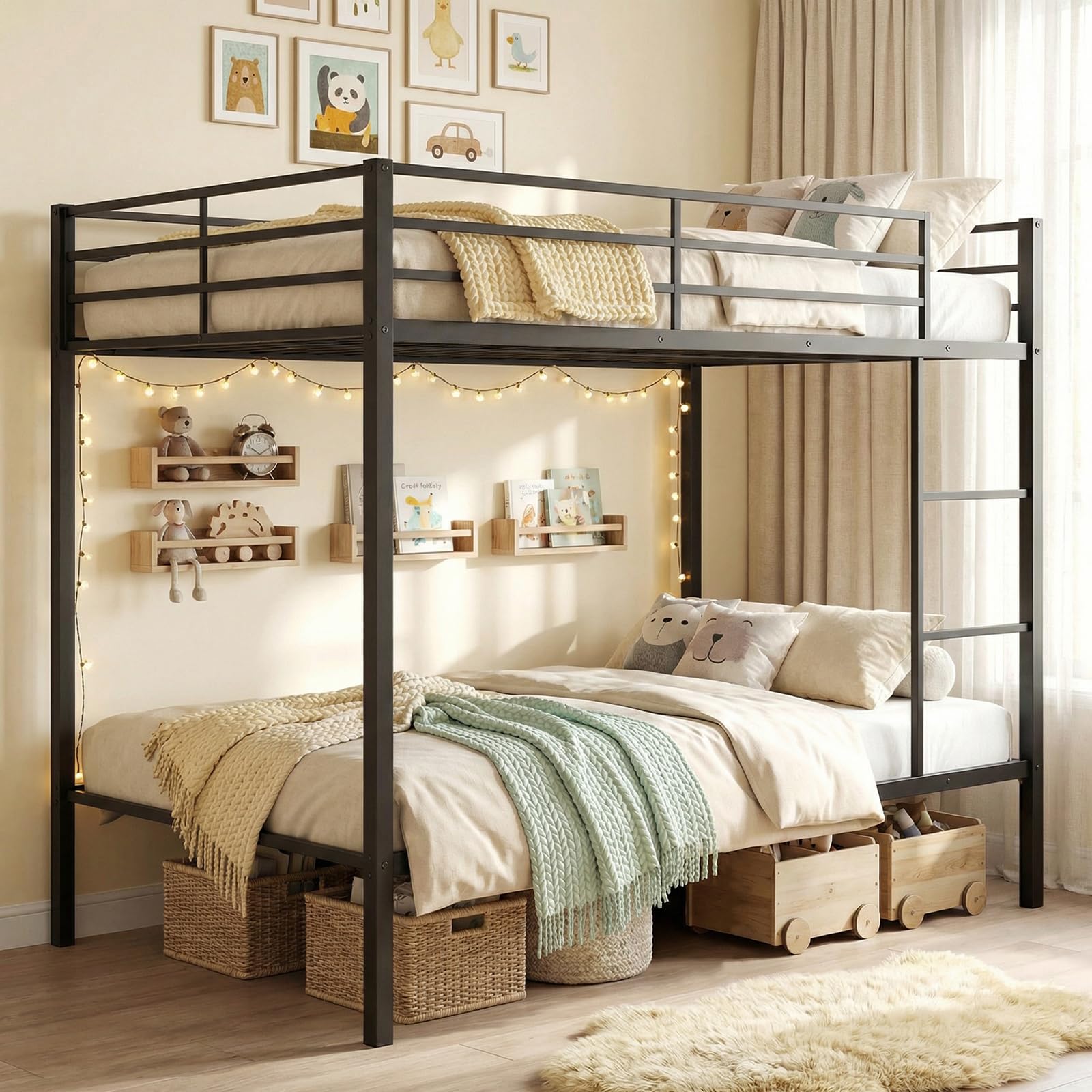 KOMFOTT Full Over Full Metal Bunk Bed, Heavy-Duty Modern Bunk Bed