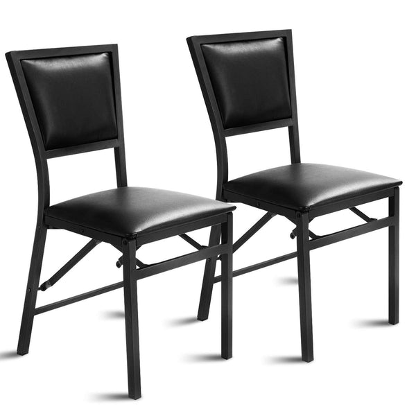 Folding Dining Chairs Set of 2/4 with Padded Seats, Sturdy Metal Frame