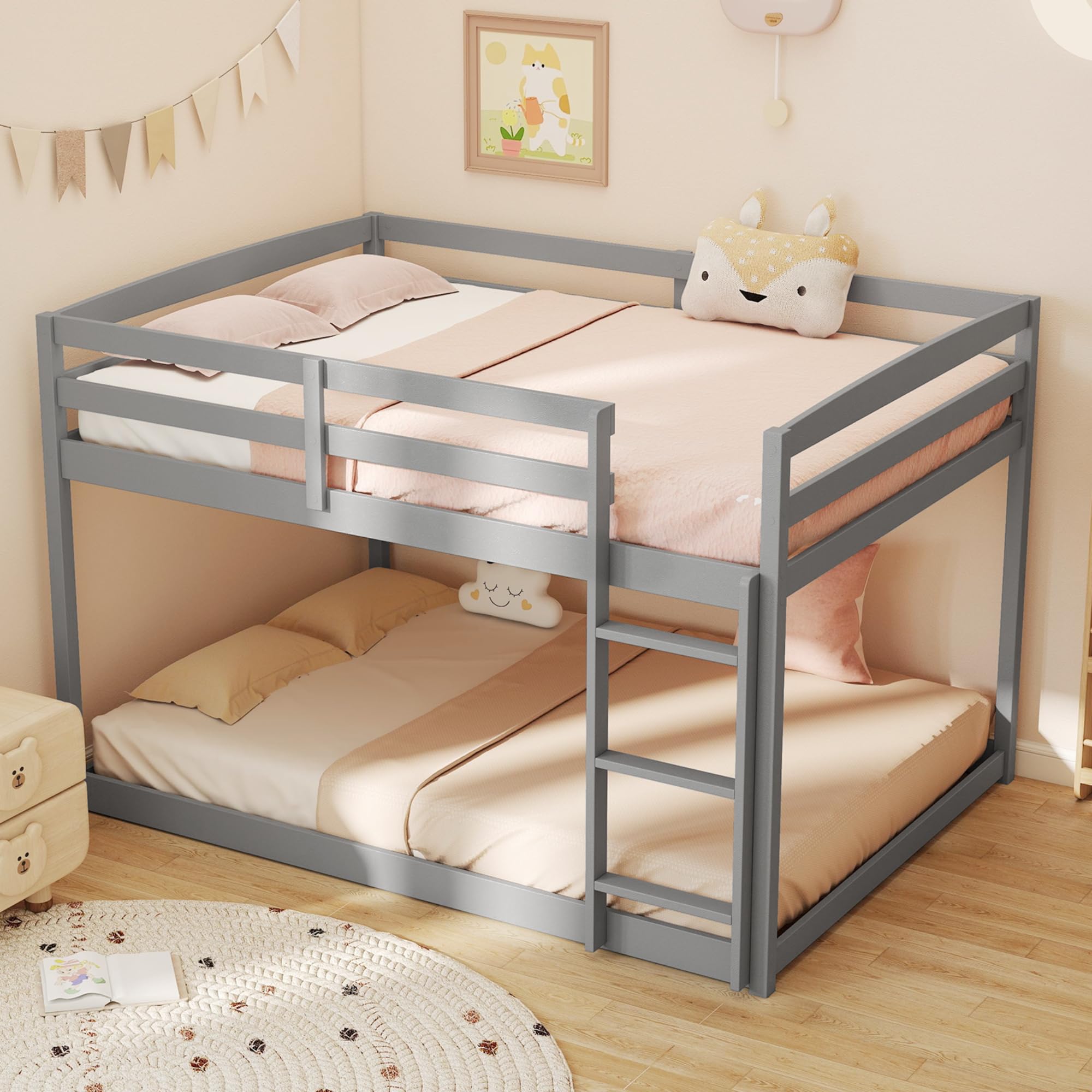 KOMFOTT Low Bunk Bed Full Over Full