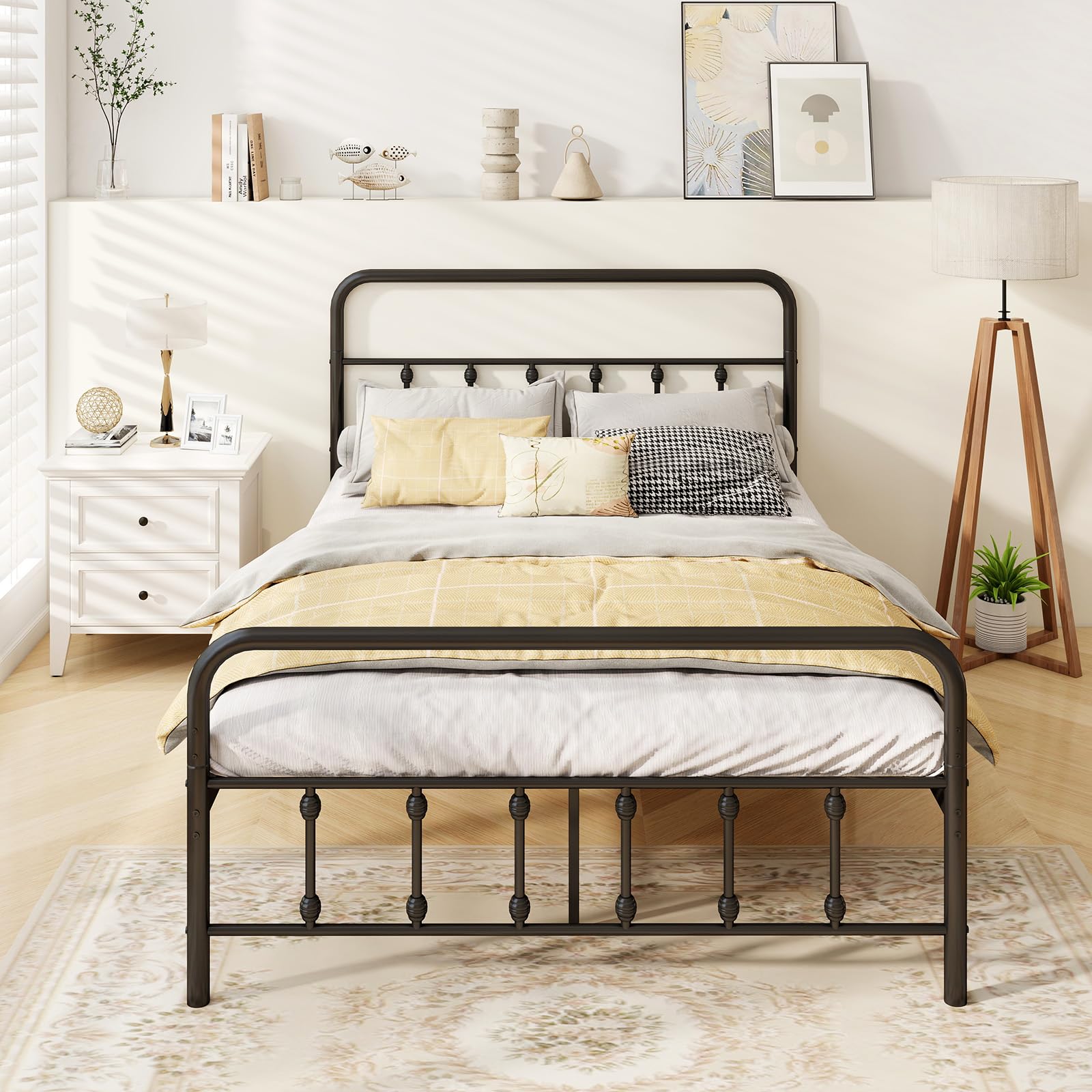 KOMFOTT Metal Bed Frame with Headboard & Footboard