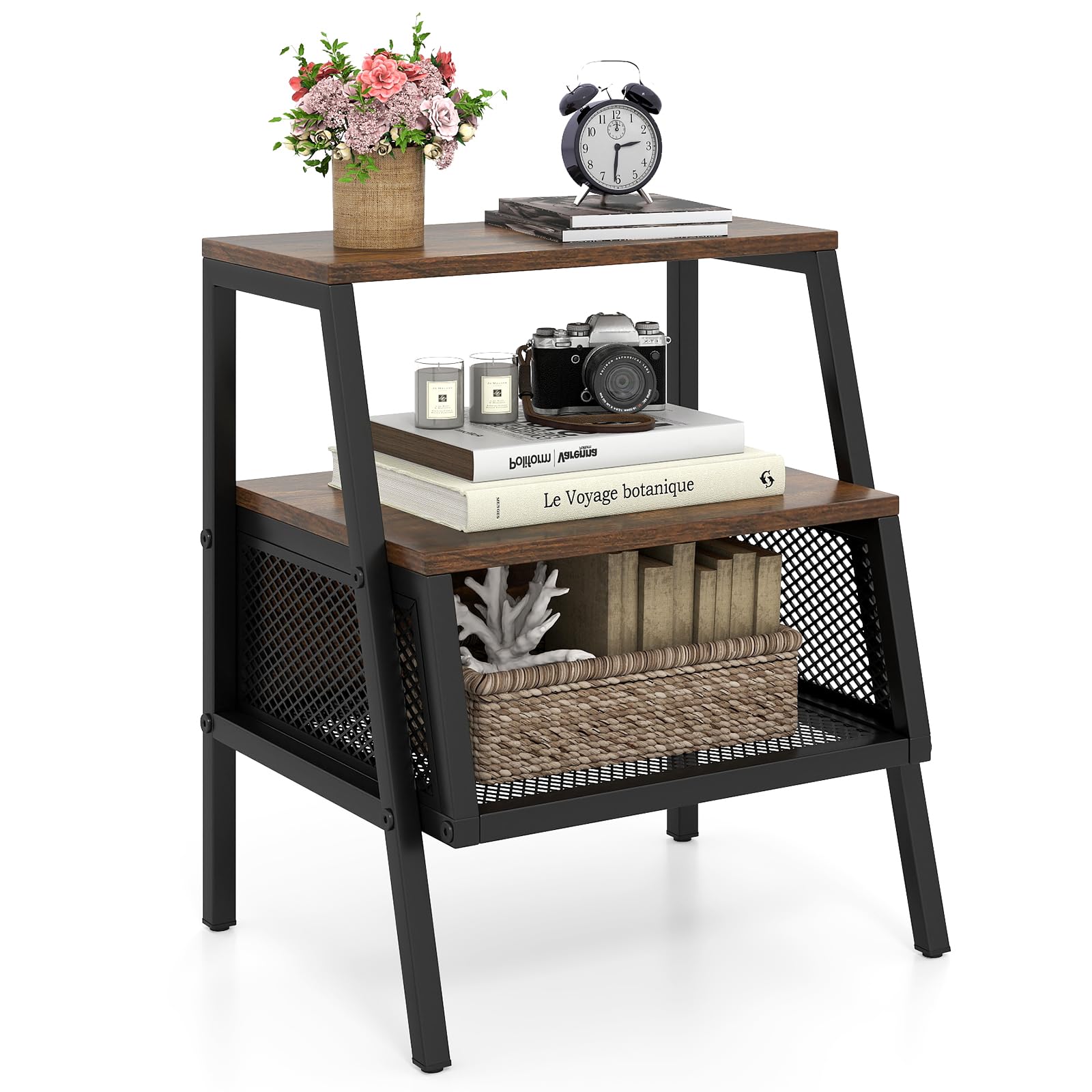 KOMFOTT Industrial Nightstand 3-Tier End Table