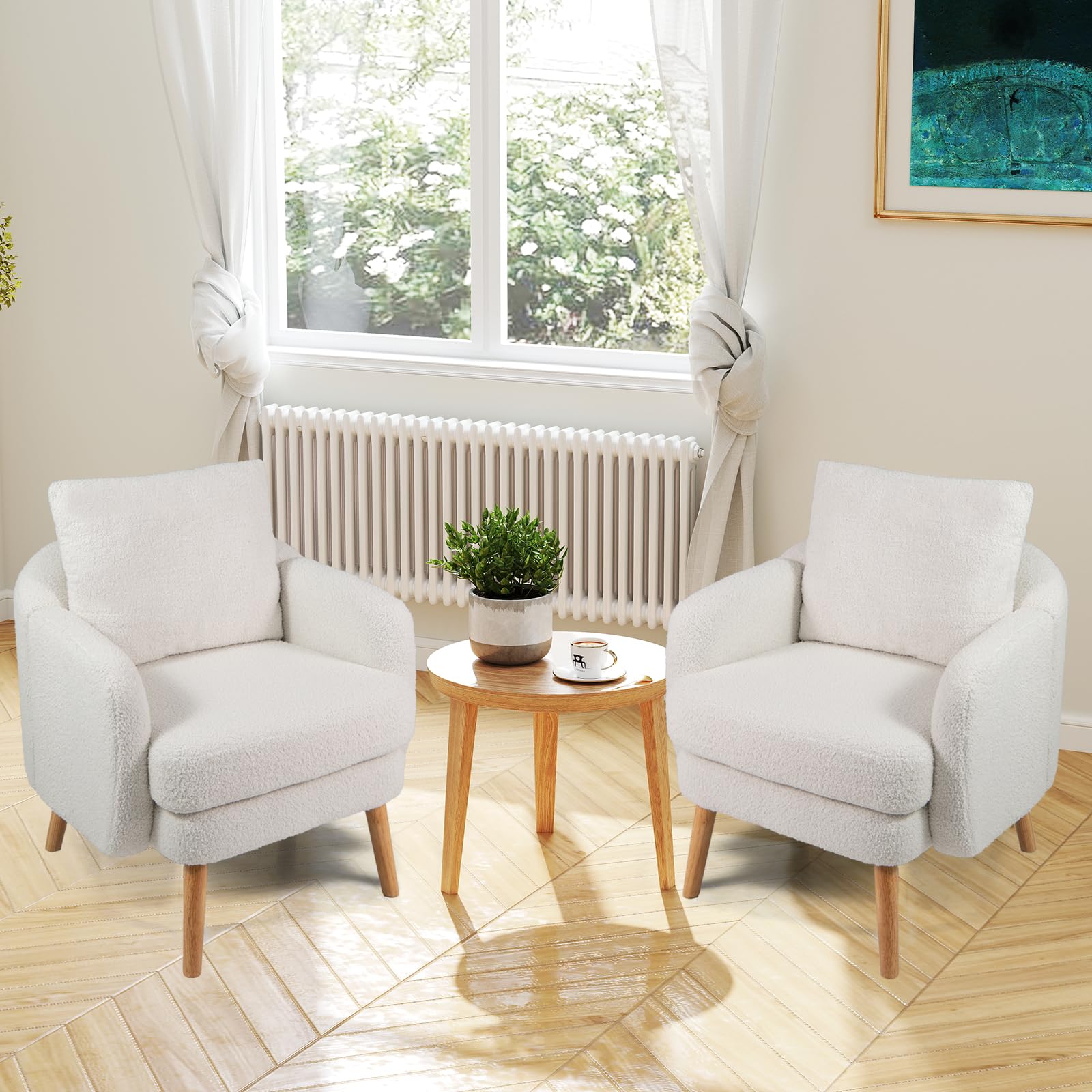 KOMFOTT Sherpa Accent Chair Upholstered Armchair with Seat Cushion