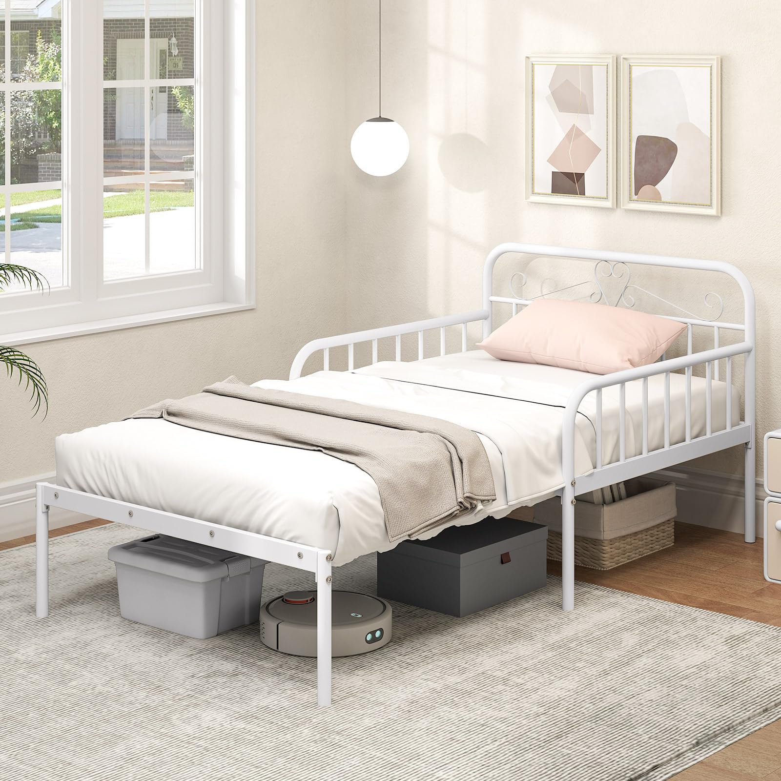 KOMFOTT Twin Size Metal Daybed Heavy Duty Slats Support Sofa Bed