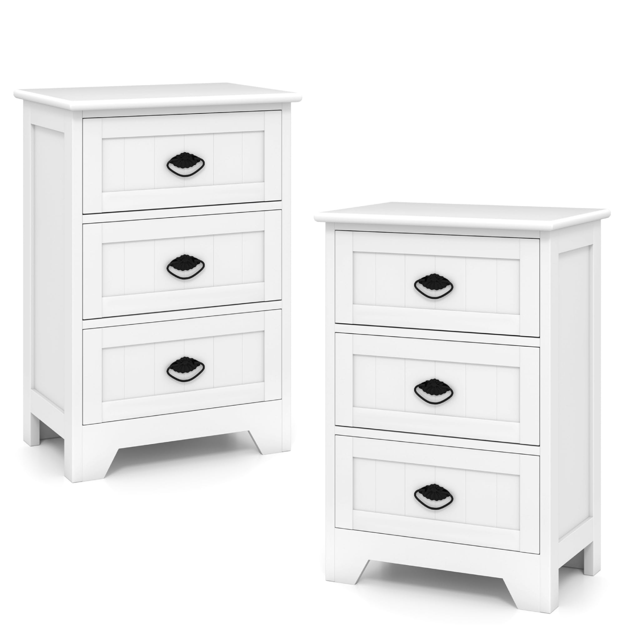 KOMFOTT Farmhouse Nightstand with 3 Storage Drawers（1/2）