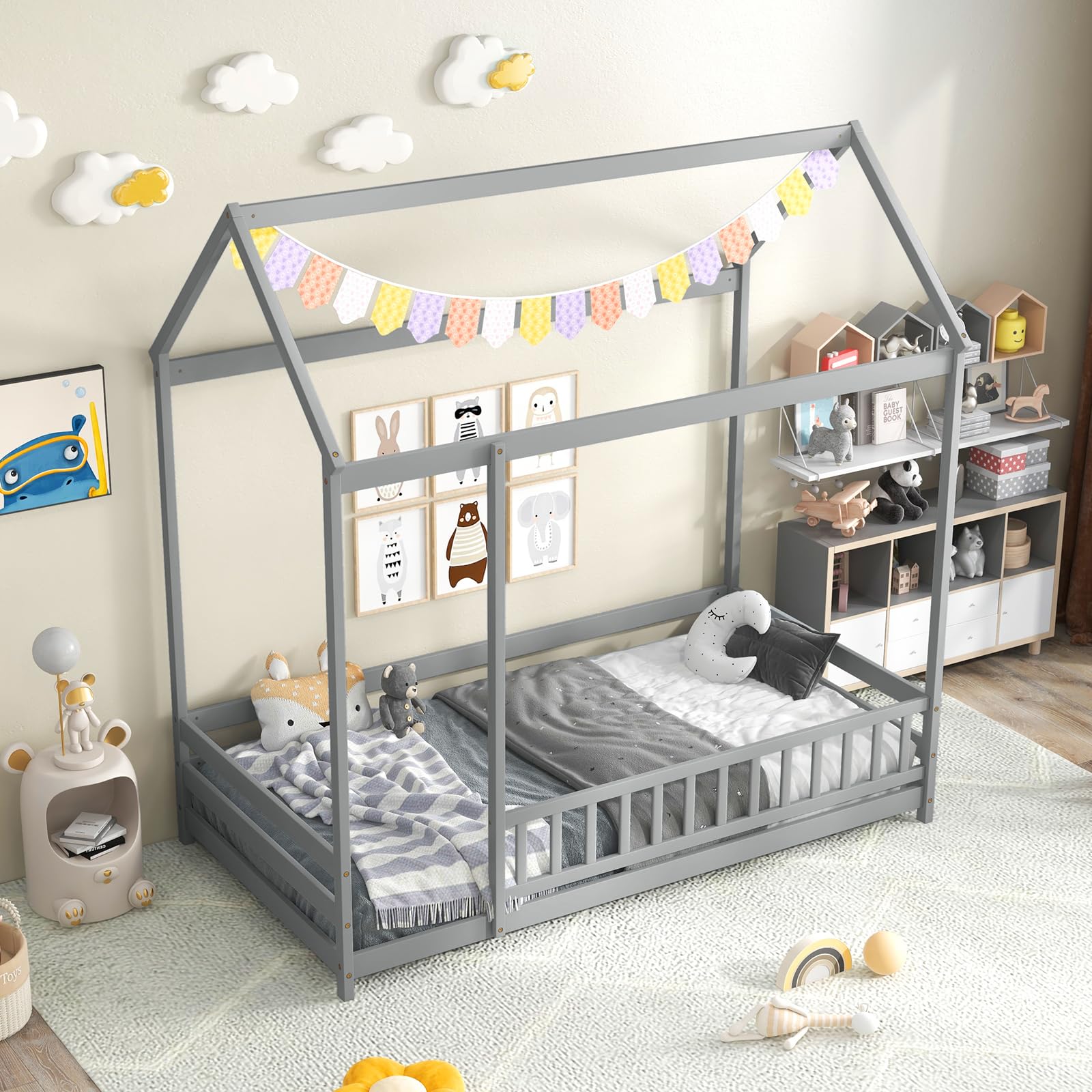 KOMFOTT Twin Size Floor House Bed